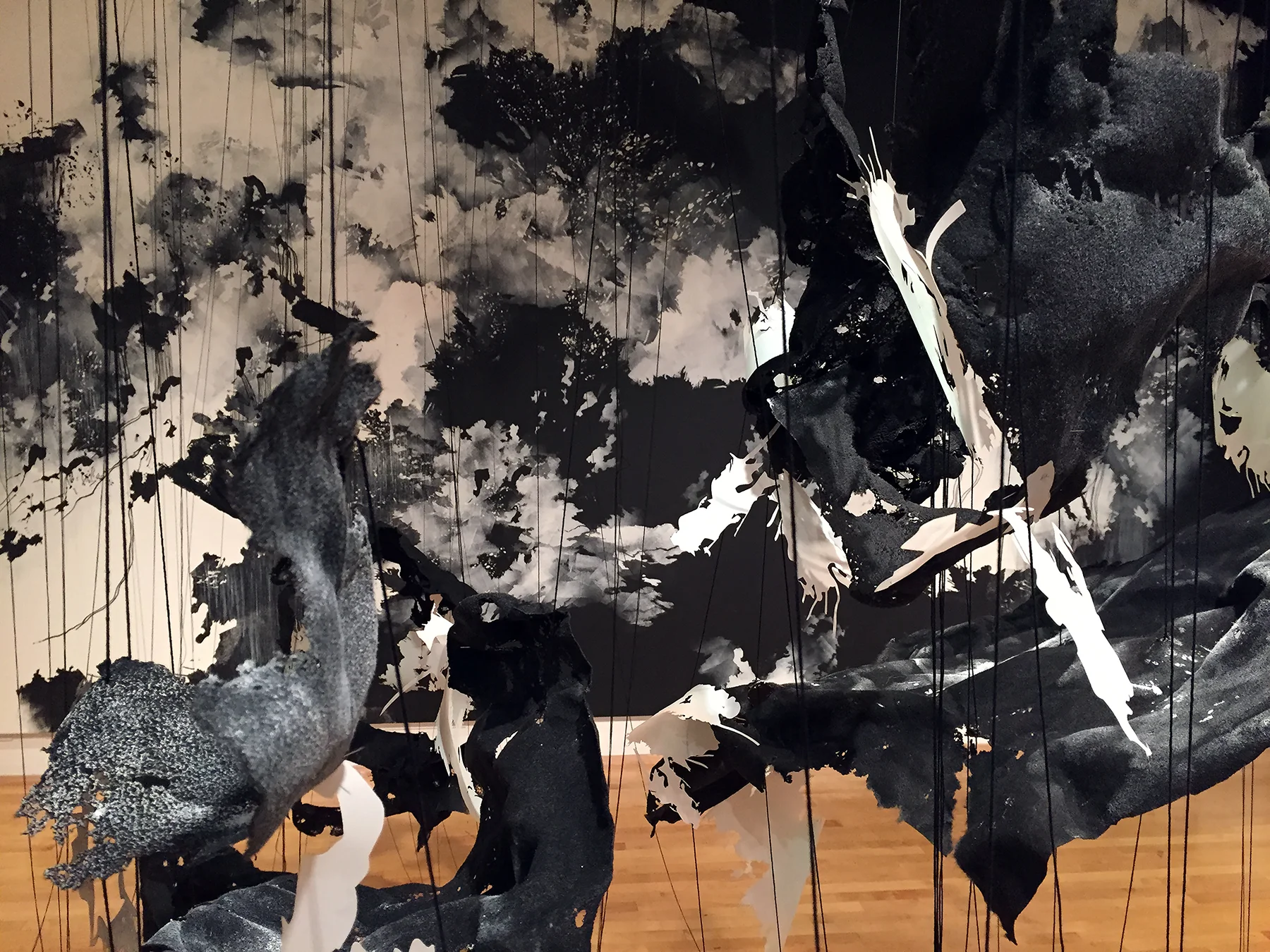 In the Liminal 2016 Paint, markers, mylar, thread, felt, monofilament Dimensions variable Installation created at the University of Maryland Art Gallery, University of Maryland, College Park, MD