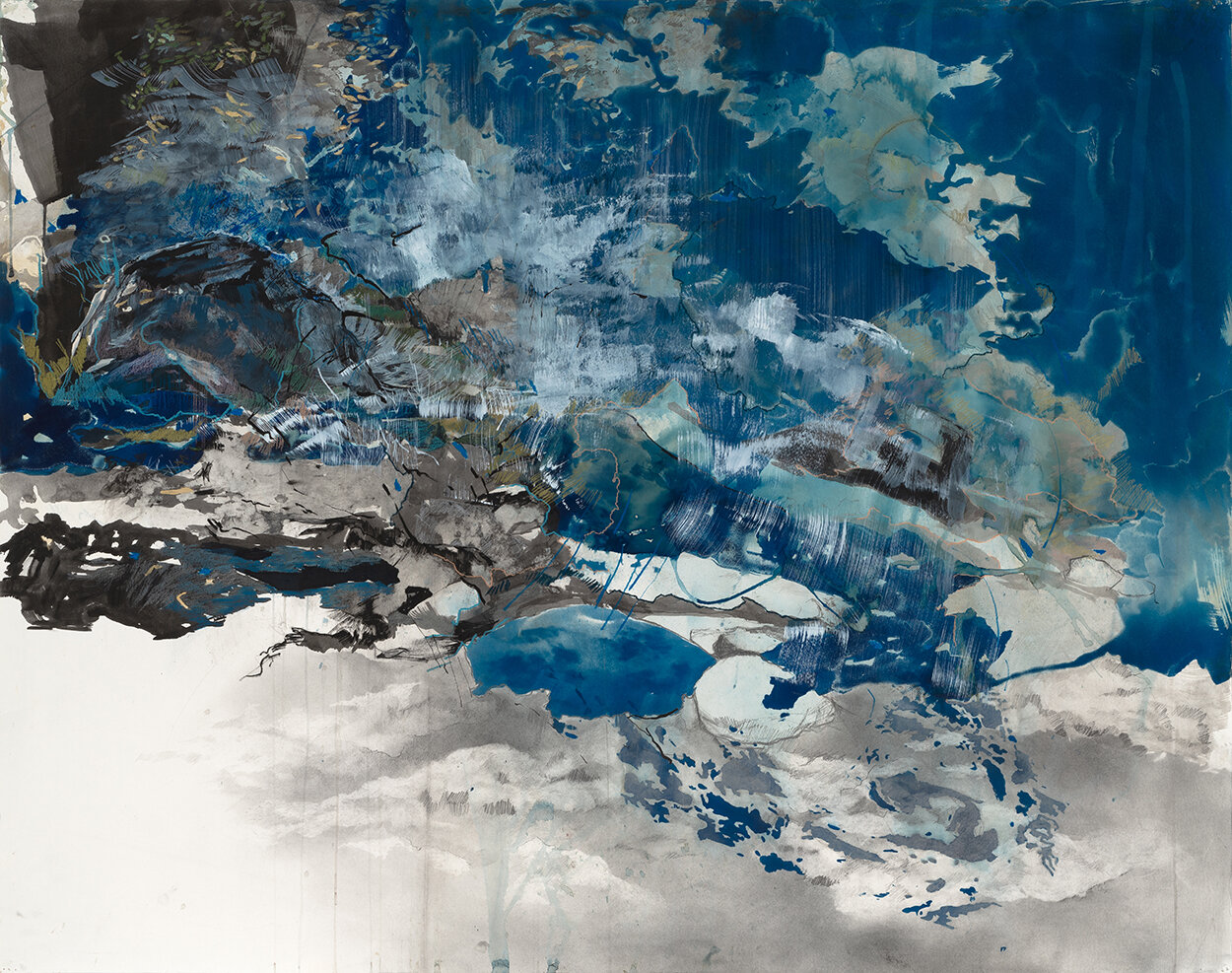  Holding Water  2019, 35.5 x 45.5", cyanotype and mixed media on paper 