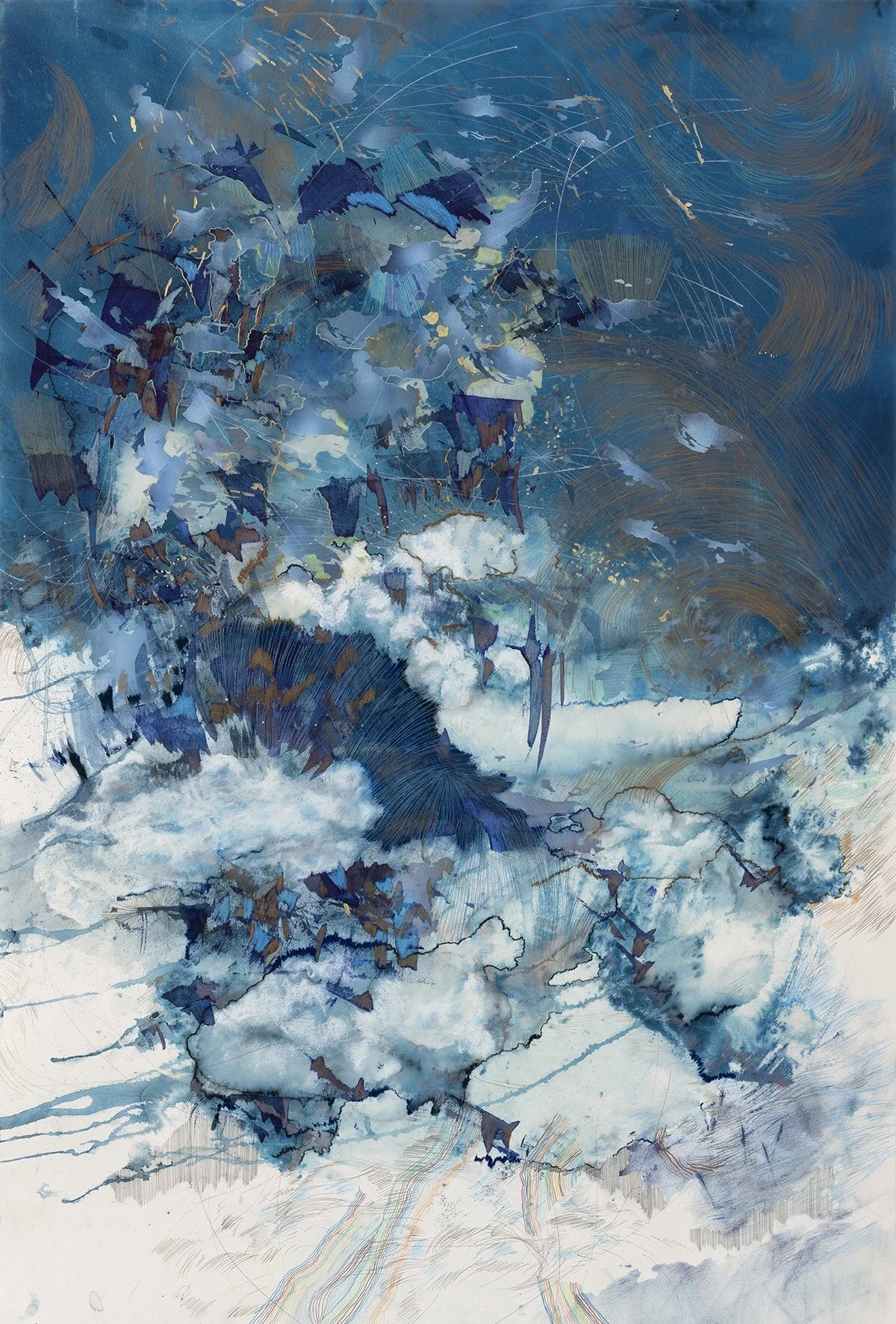  The light that got lost 4  2021, Cyanotype and mixed media on paper  132 × 96.5 cm, 52 x 38 in    Private Collection 