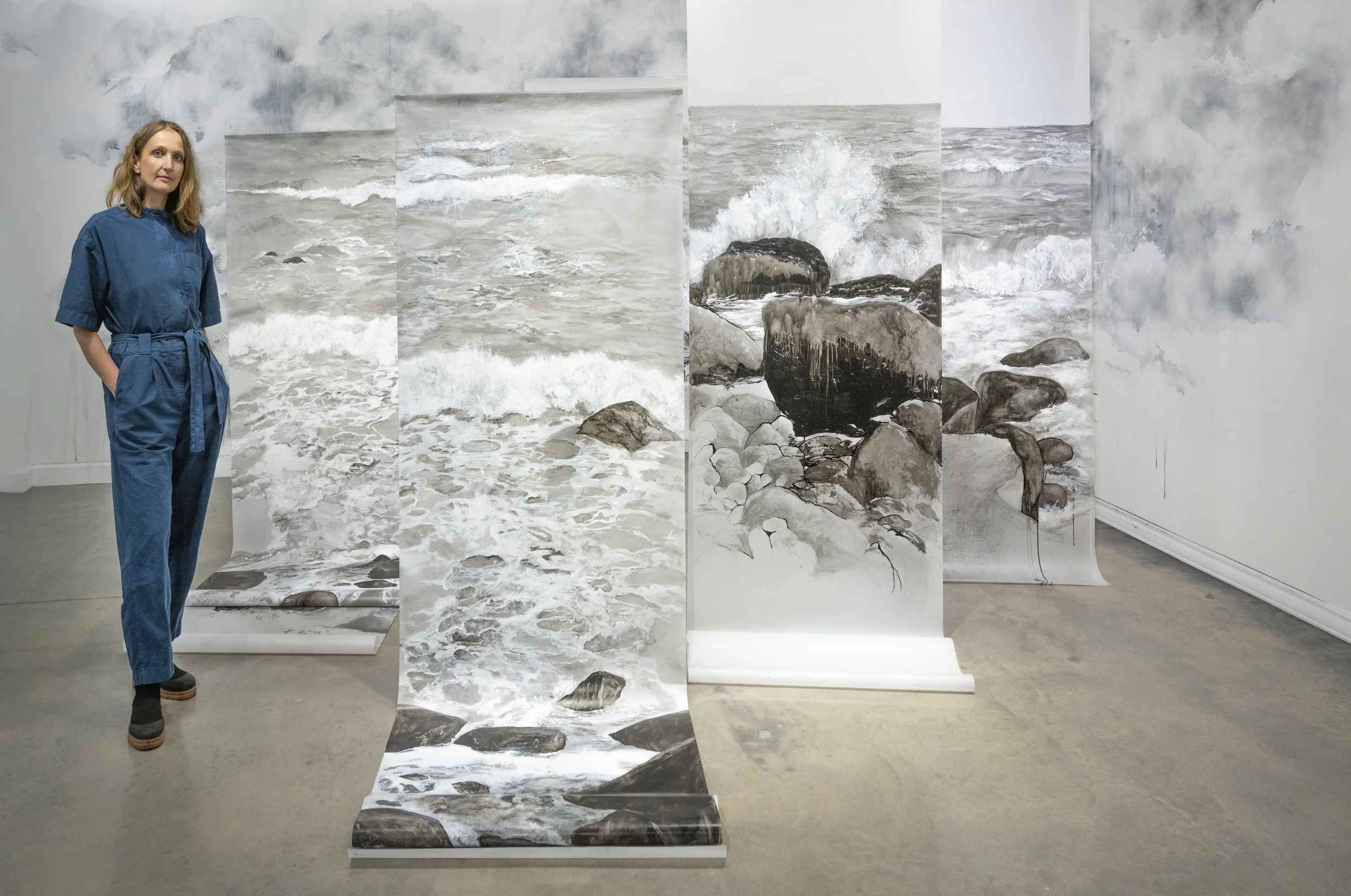  Nearshore Light  2021, Latex paint on wall, ink, acrylic, graphite on mylar  