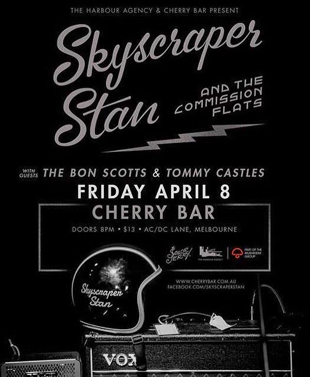 Only a few weeks now until we play Melbourne. At the world famous Cherry Bar. With the Bon Scotts and Tommy Castles.