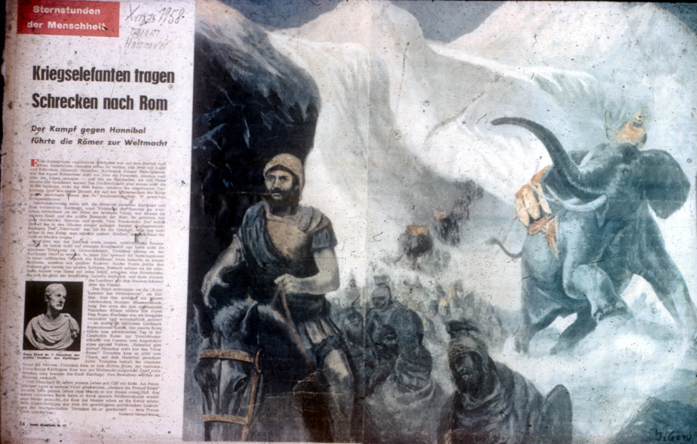 Hannibal crossing the Alps. An artist's rendition.