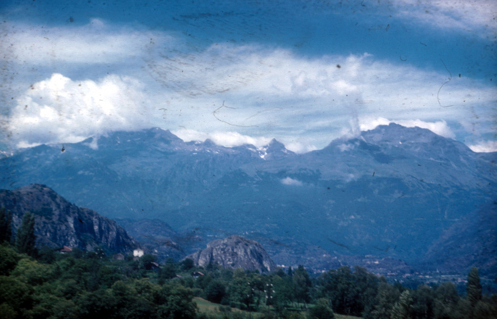 The Col de Clapier, to the right of center, from Italy.