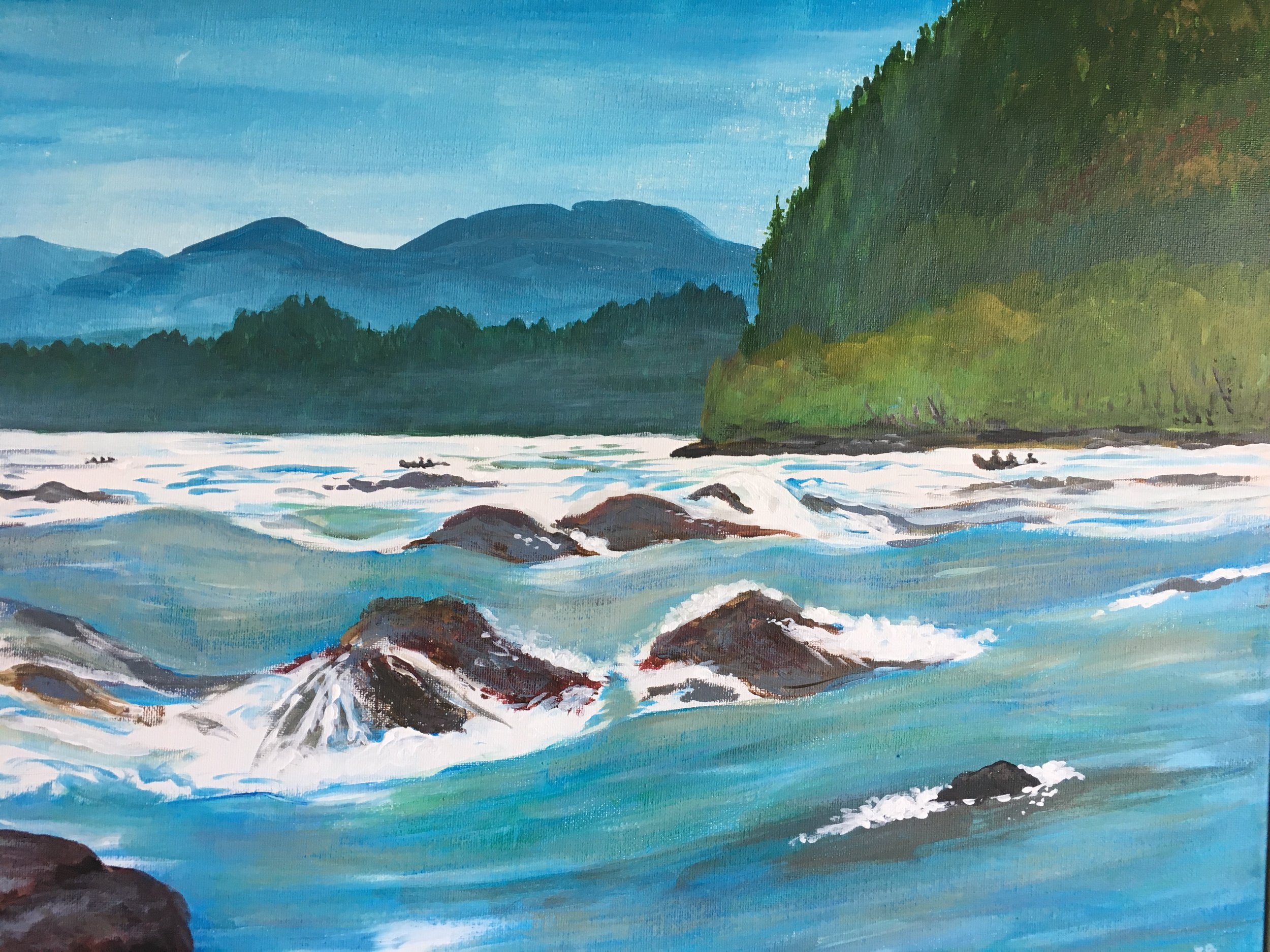Running the rapids... after a water color sketch by Winslow Homer.