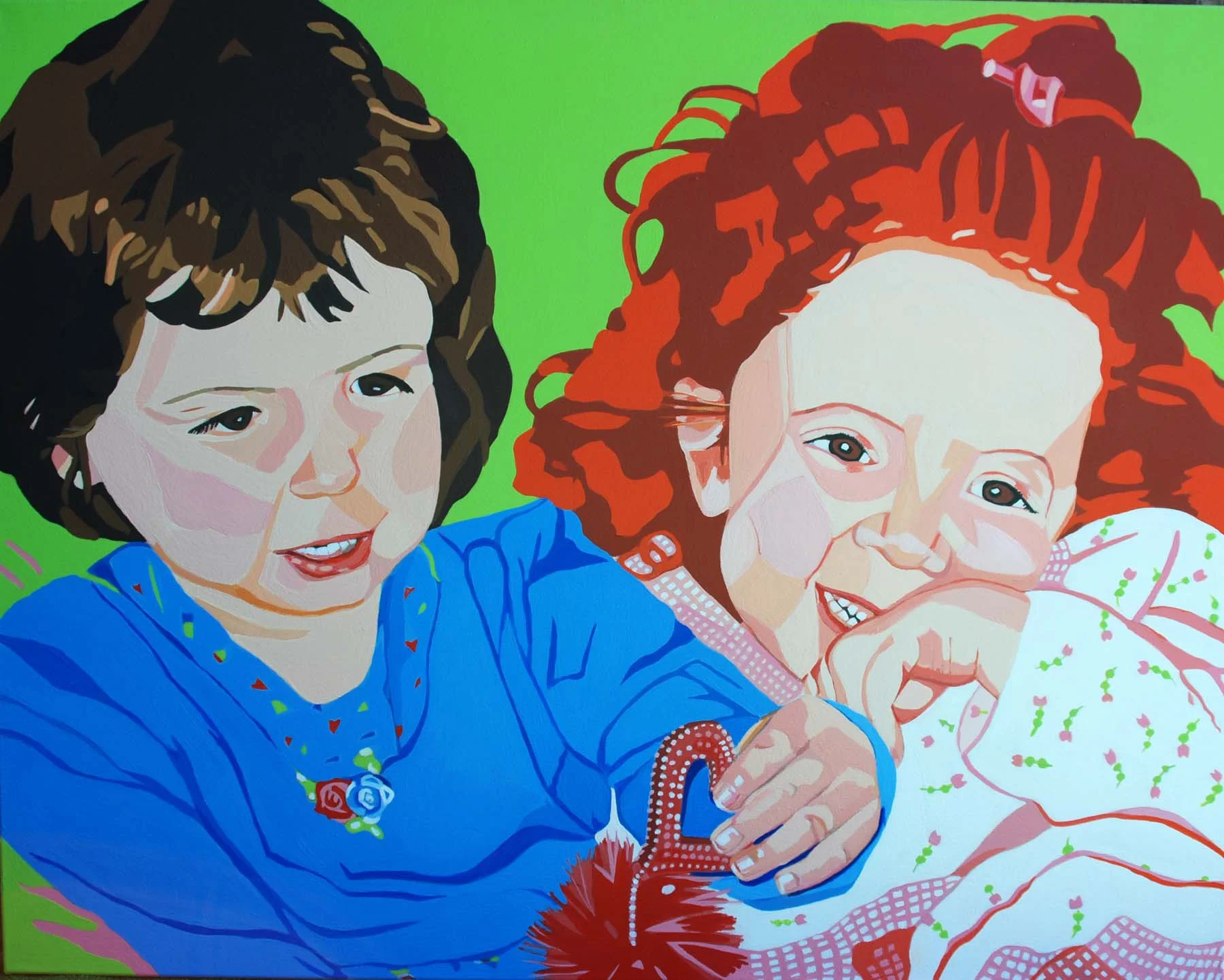 Sisters . Commissioned Painting. Acrylic on canvas. 30 X 38.