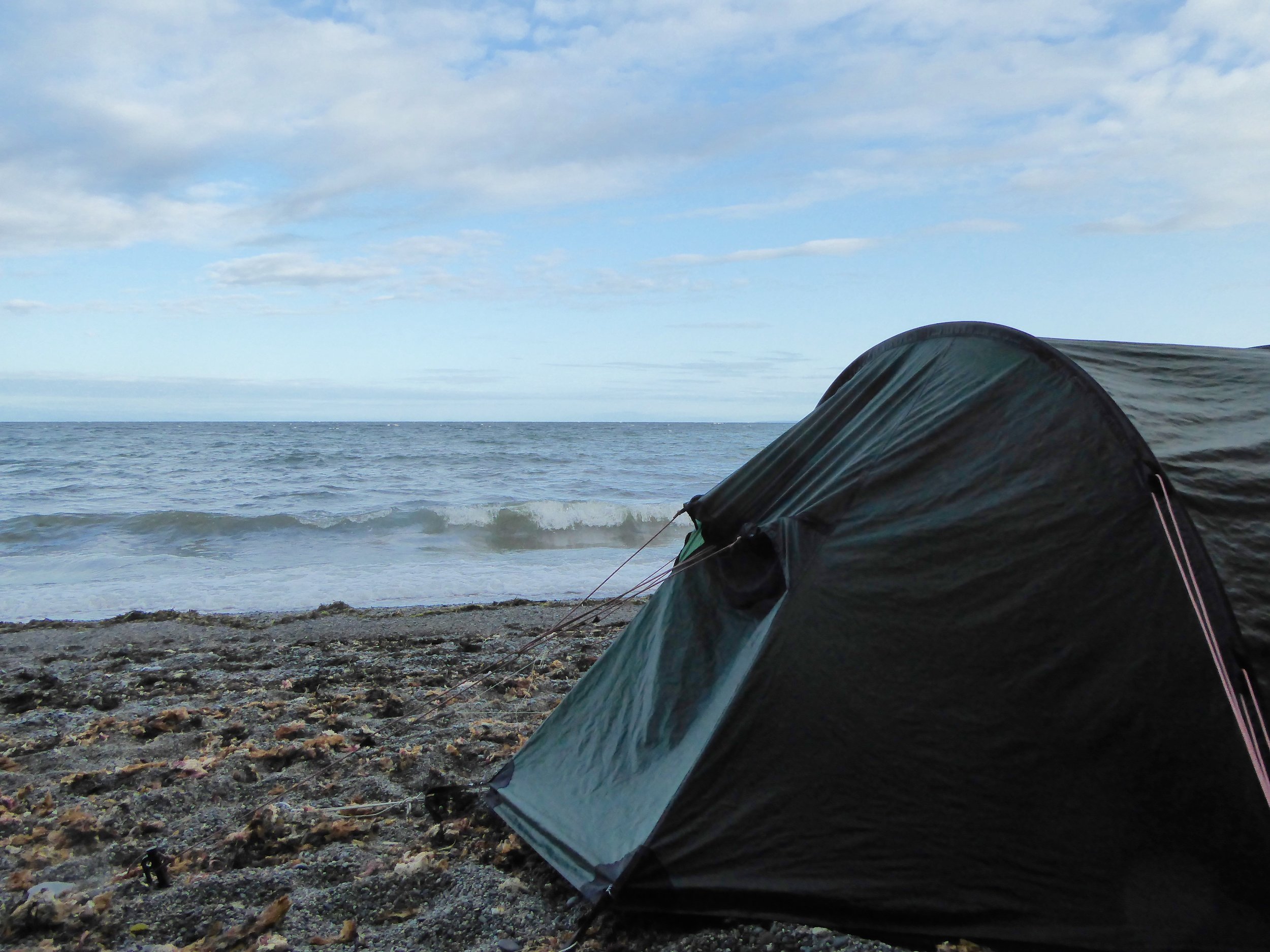 At least the tide did not reach our tent.