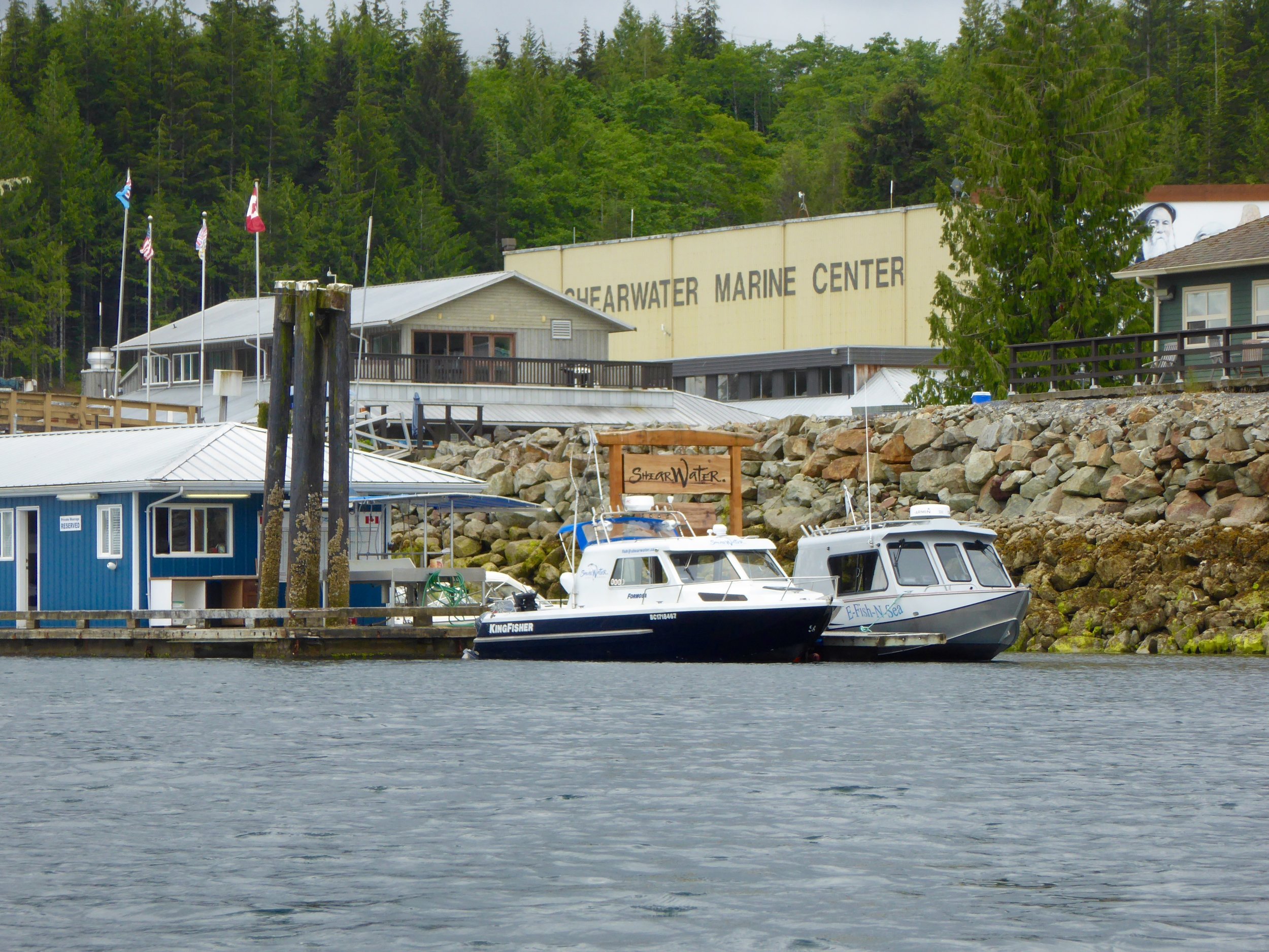 The blue building is the Harbor Master