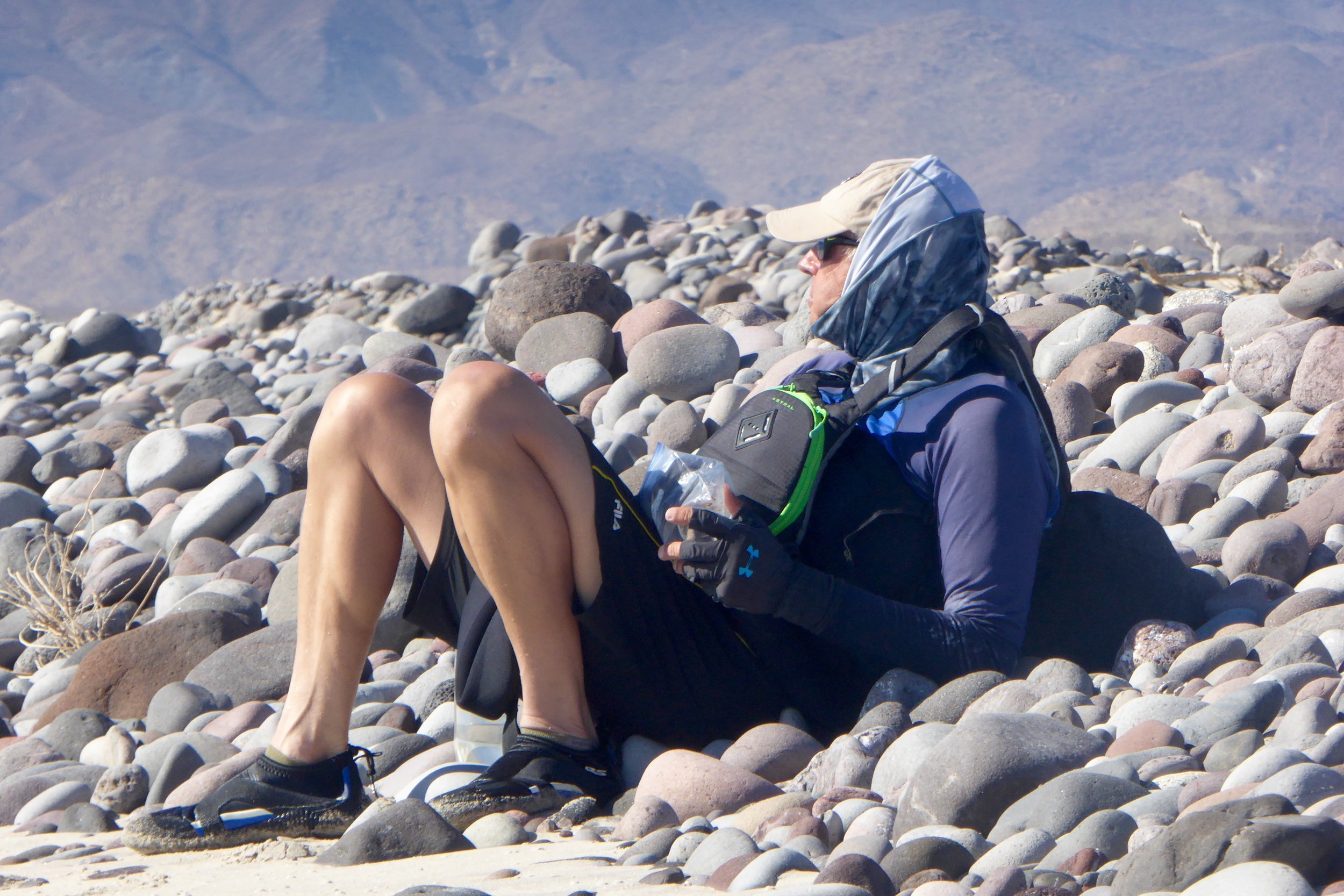 The rocks were well rounded and somewhat comfortable.