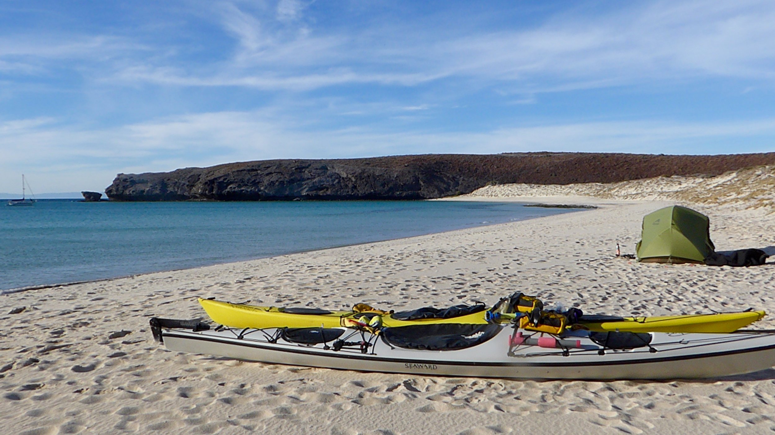 We generally do not like camping on sand, but this was the preferred option instead of beating against the wind.