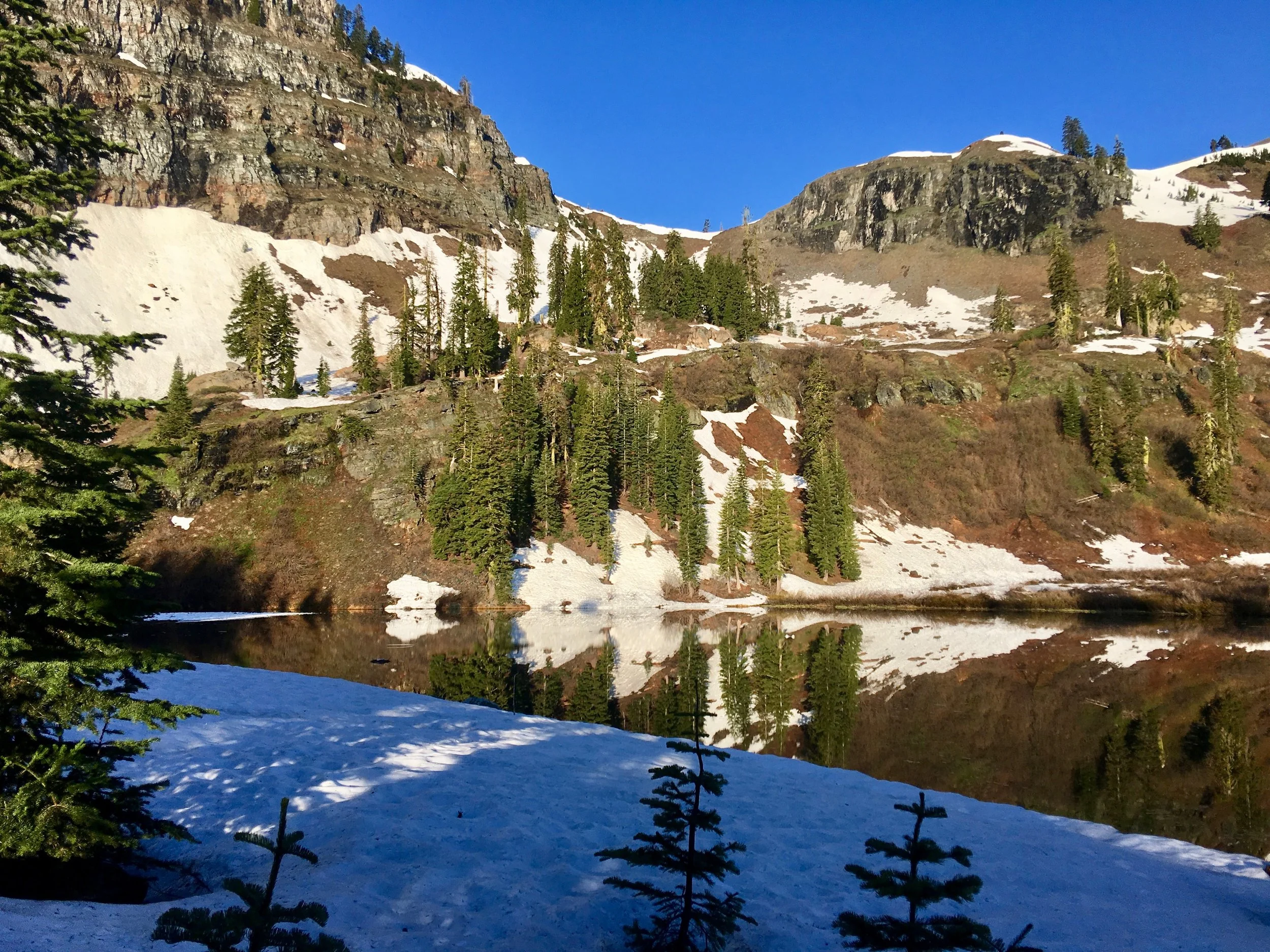 We felt good about our decision to return to Seiad Valley. It was time to retrace our steps and head back. The snow had melted from yesterday and in a lot of places our foot prints were gone. 