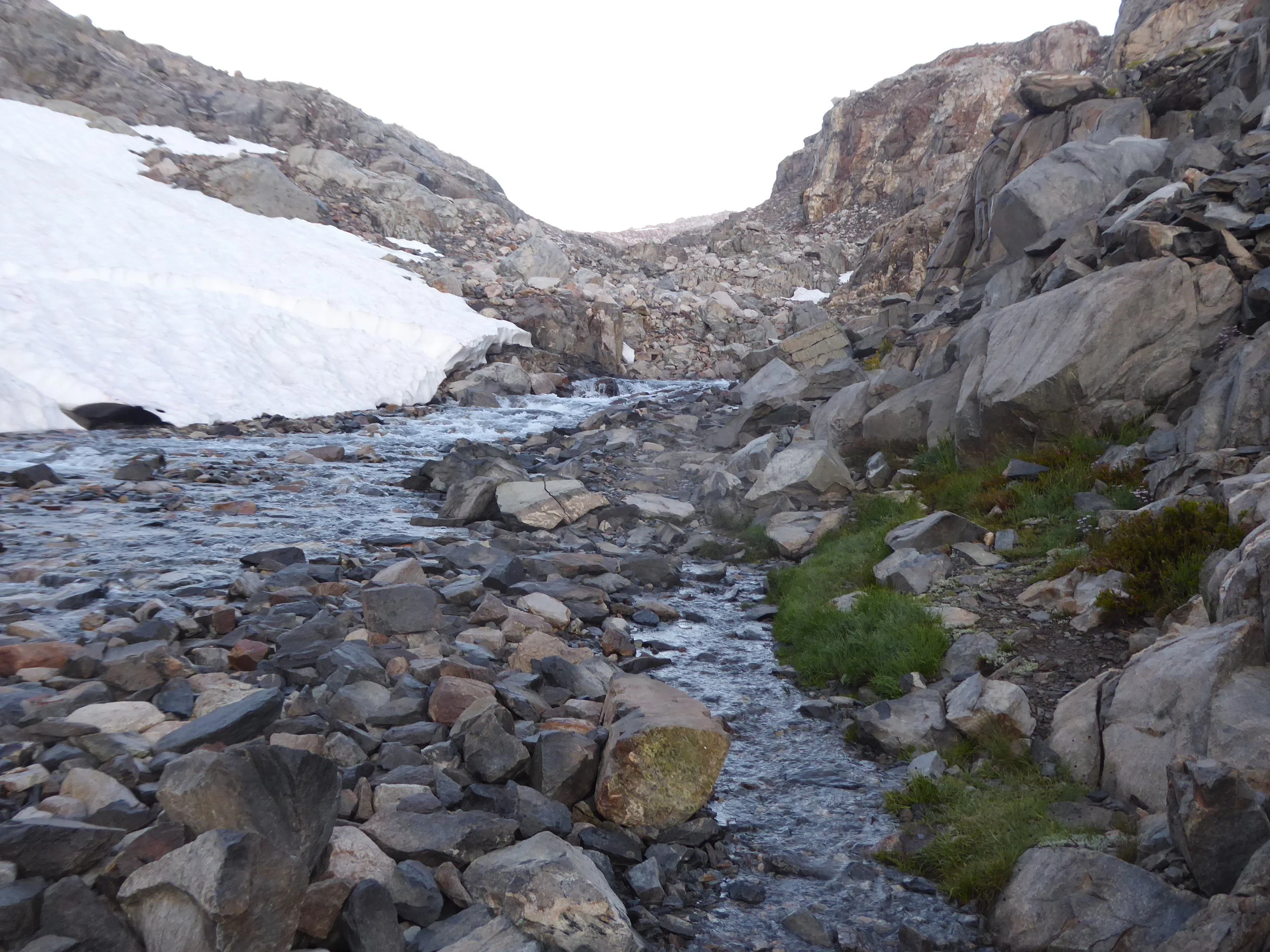 The trail took us up between streams.