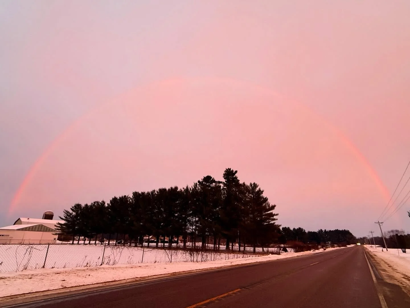 When icy Wisconsin rain somehow casts a rainbow.. #wisconsin