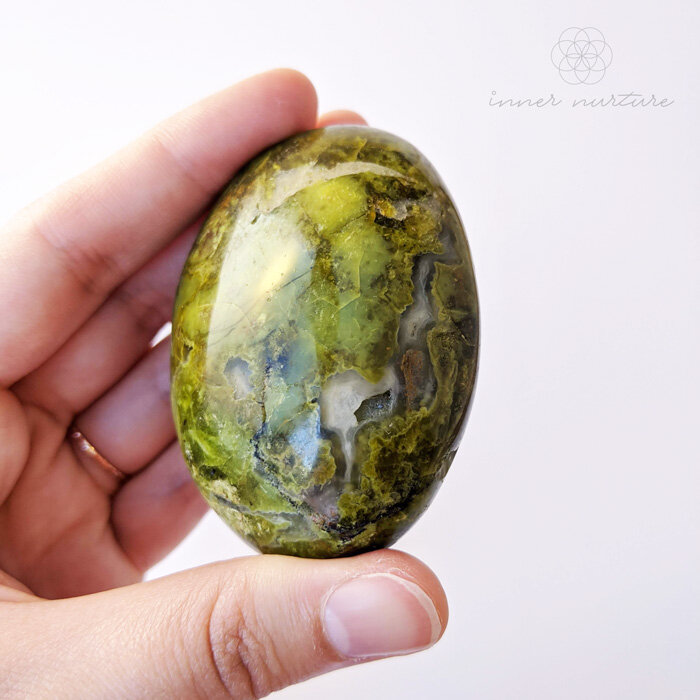 Green Opal Palm Stone | Large - Online Crystal Shop Australia - Ethically Sourced - Inner Nurture