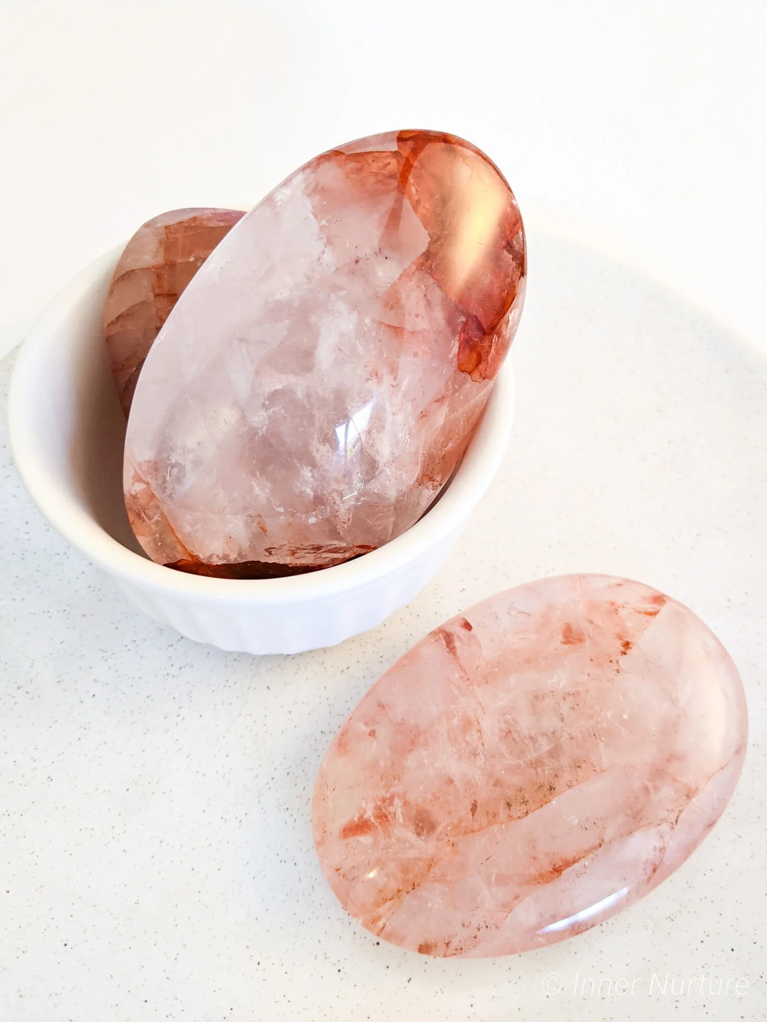 Fire Quartz Palm Stone - Polished Gallet Large