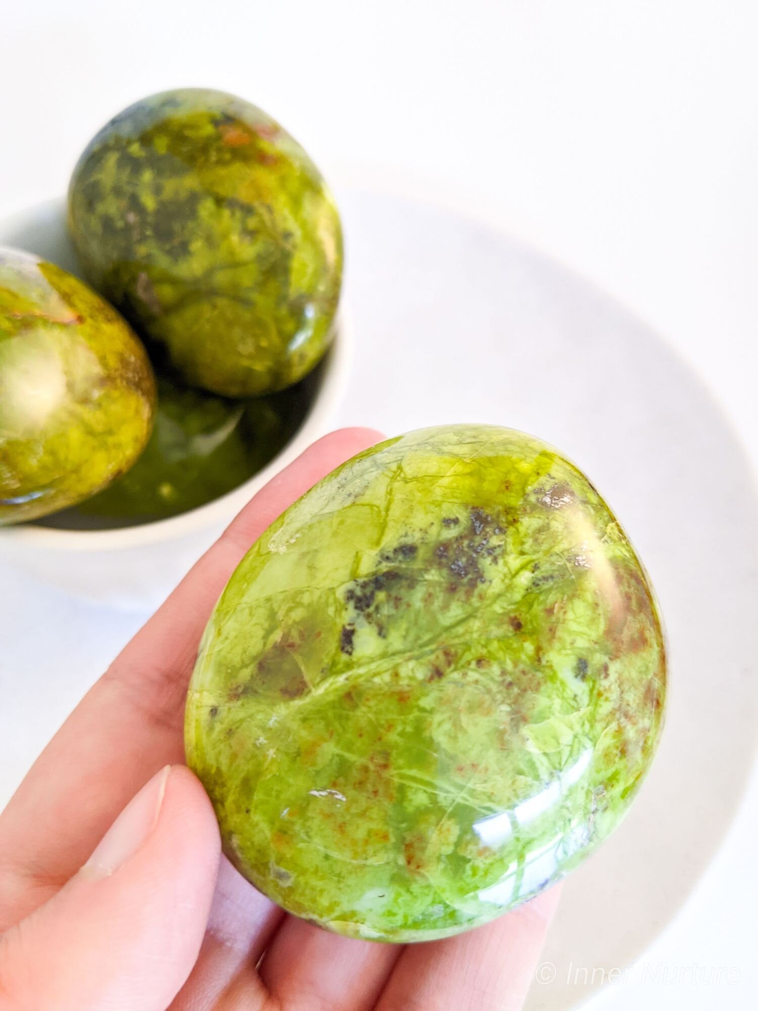 Green Opal Palm Stone | Large - Online Crystal Shop Australia - Ethically Sourced - Inner Nurture