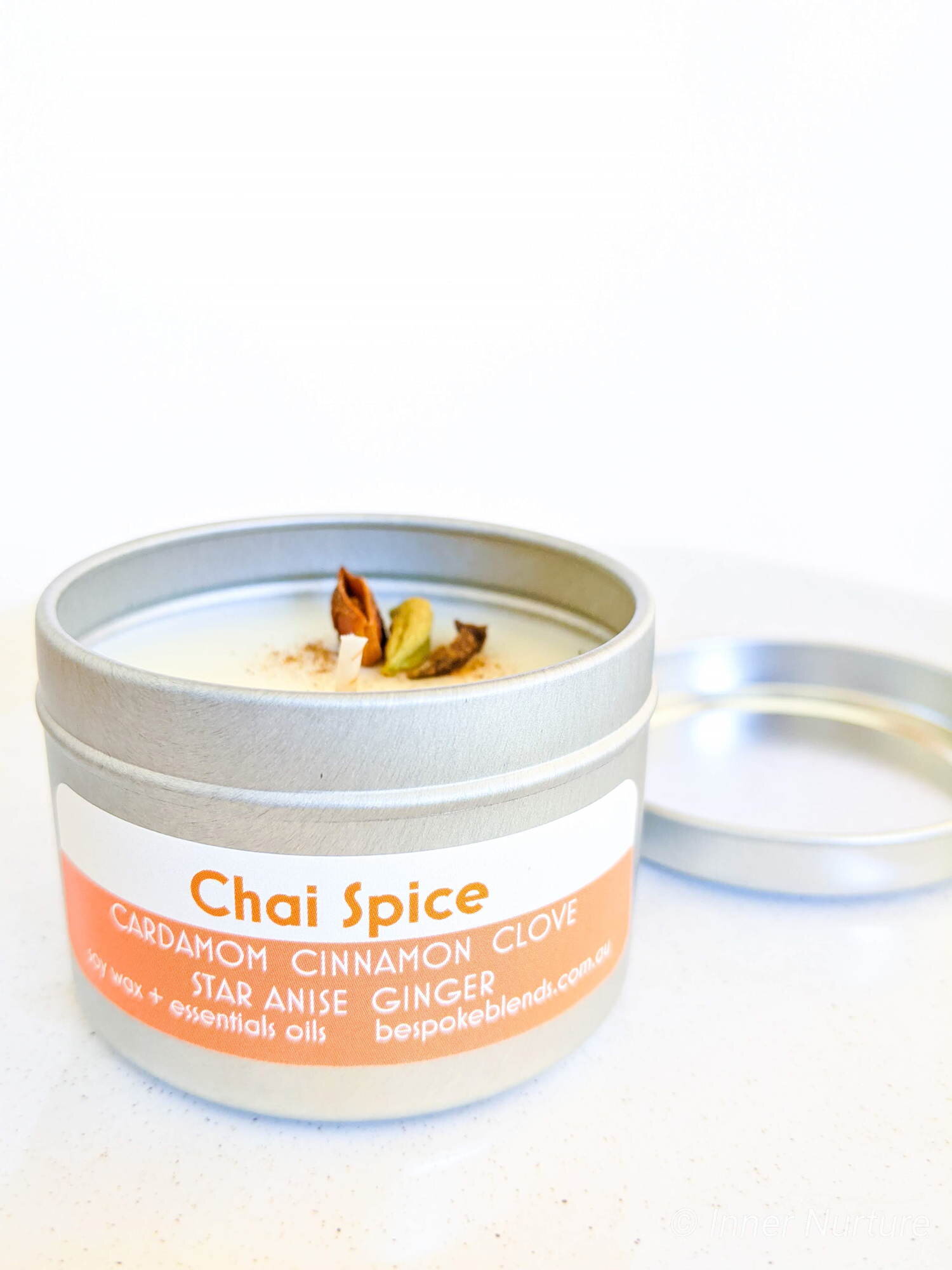 Soy Essential Oil Candle - Chai Spice | Small Tin - Online Crystal Shop Australia - Inner Nurture
