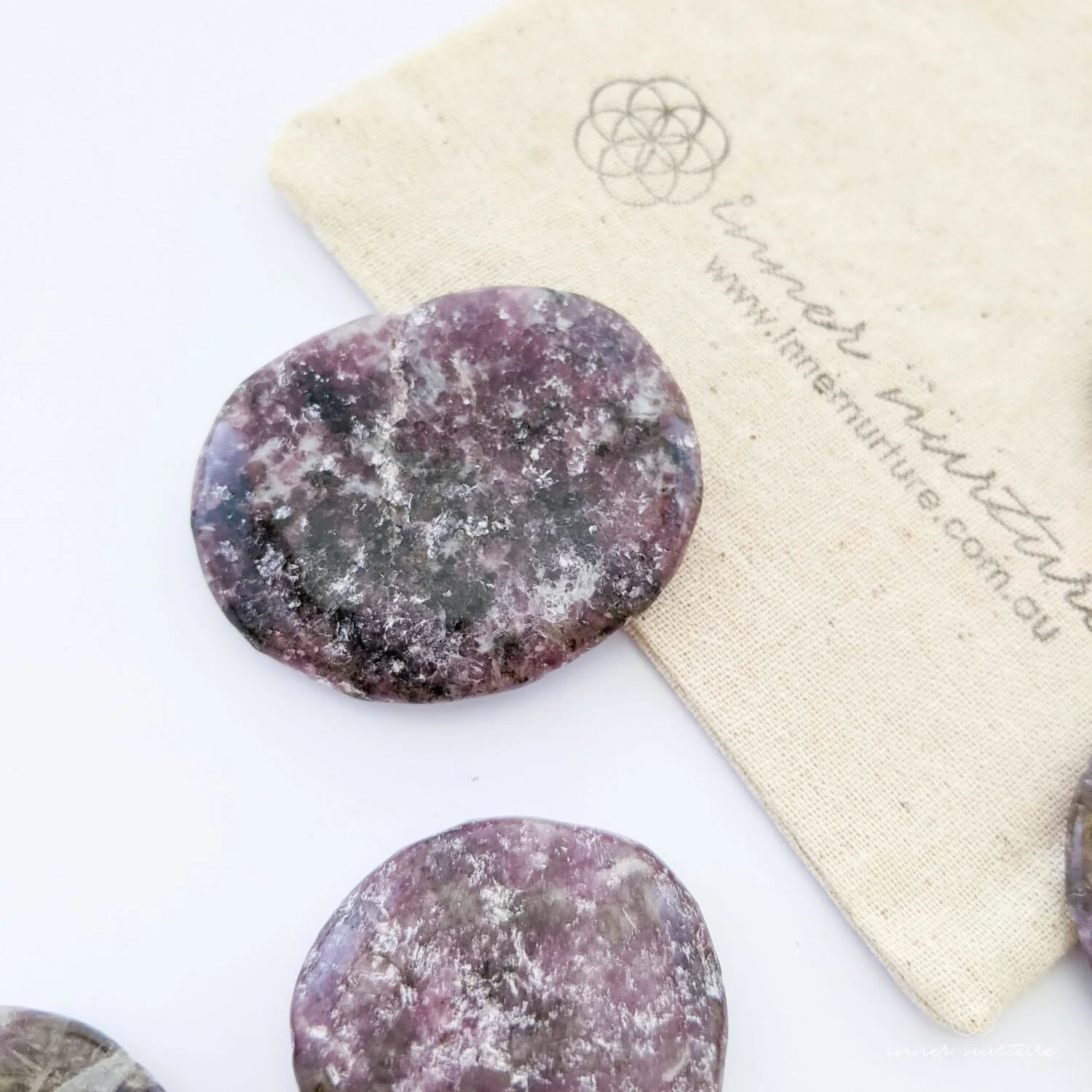 Lepidolite Palm Stone - Ethically Sourced Crystal Shop Australia