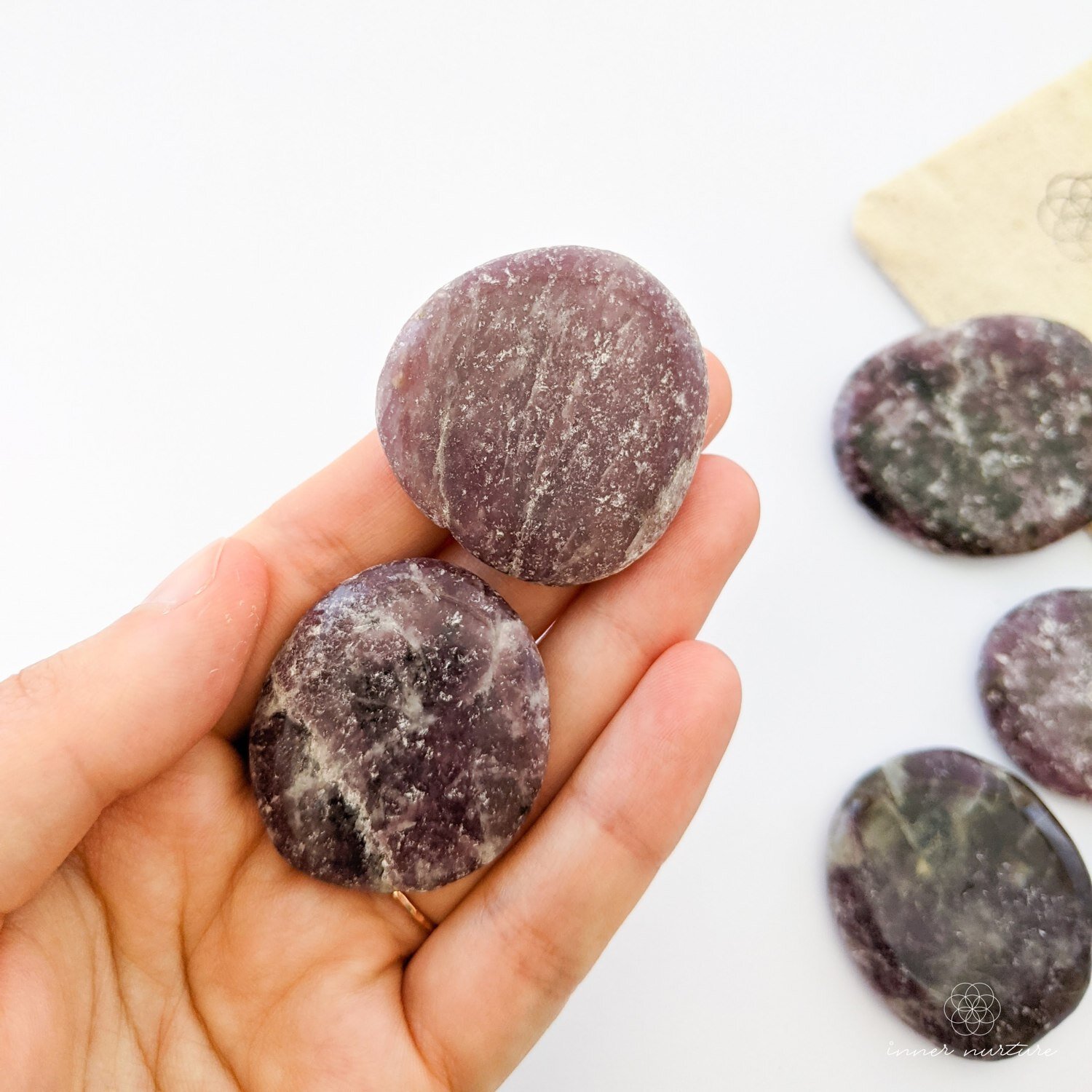 Lepidolite Palm Stone - Ethically Sourced Crystal Shop Australia