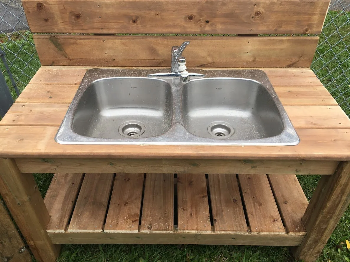 Mud kitchen with double sink for imagination play