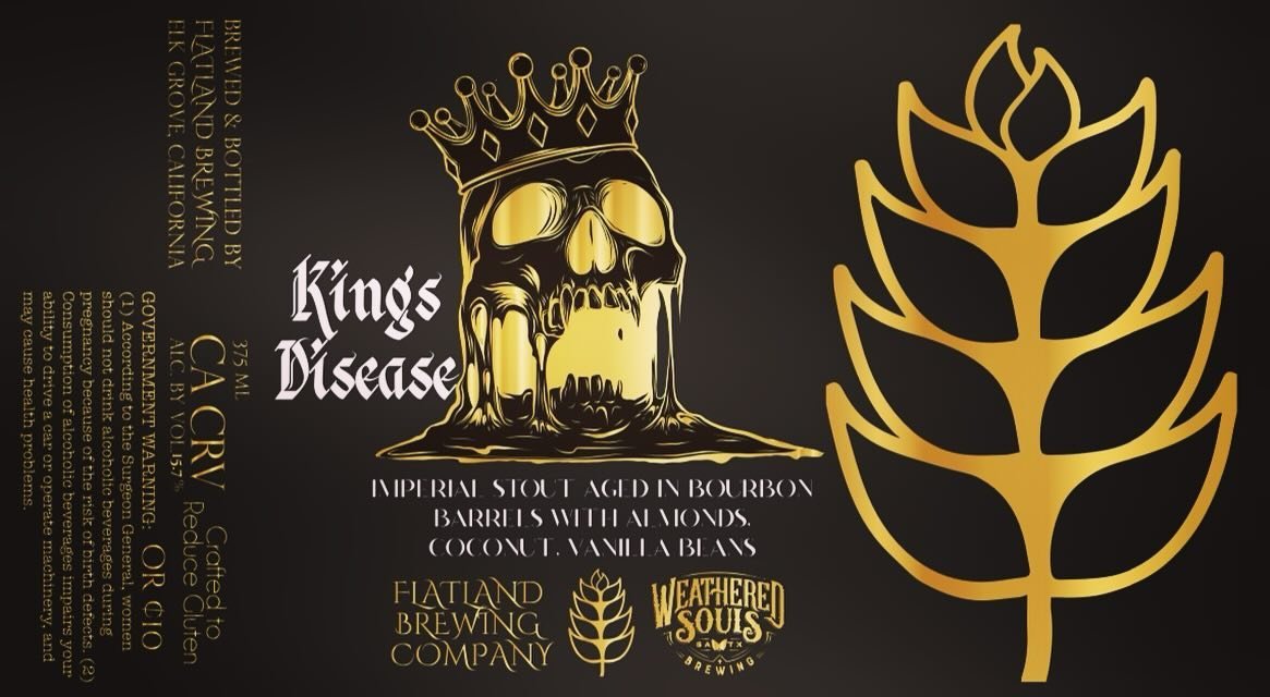 Special Bottle release this Saturday.&nbsp;👑👑👑

Introducing&nbsp; Bourbon Barrel Aged &ldquo;Kings Disease&rdquo; - Imperial Stout (15.7%) with Coconut, Almond, Vanilla &amp; Cocoa Nibs. This regal beauty began it&rsquo;s journey back when Marcus 