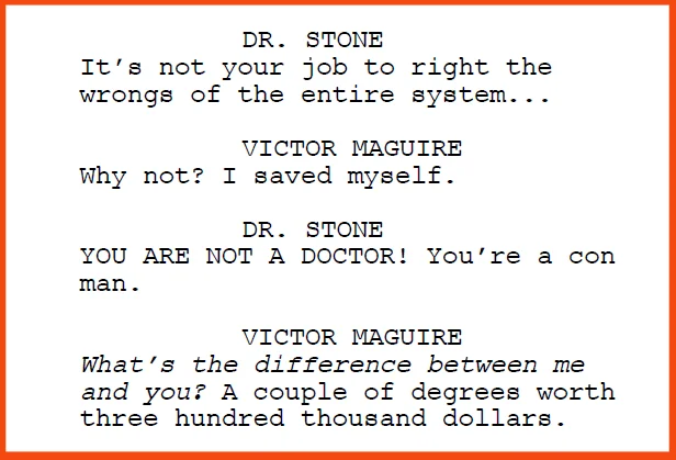 Excerpt from the teleplay "Alternative Medicine"