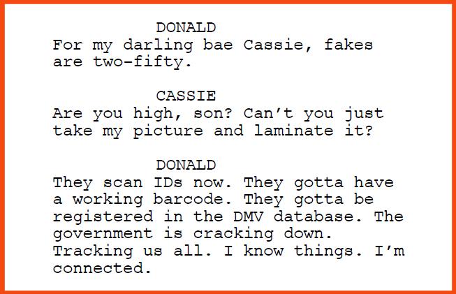 Excerpt from the screenplay "The Fake" by Samuel Laskey