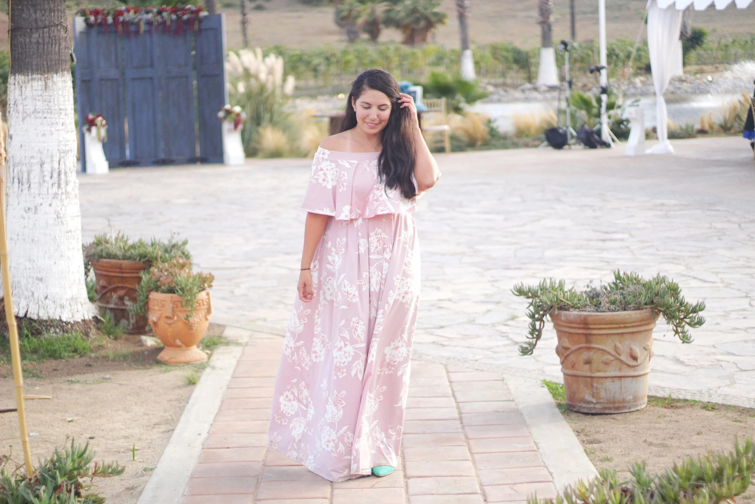 floral off the shoulder dress