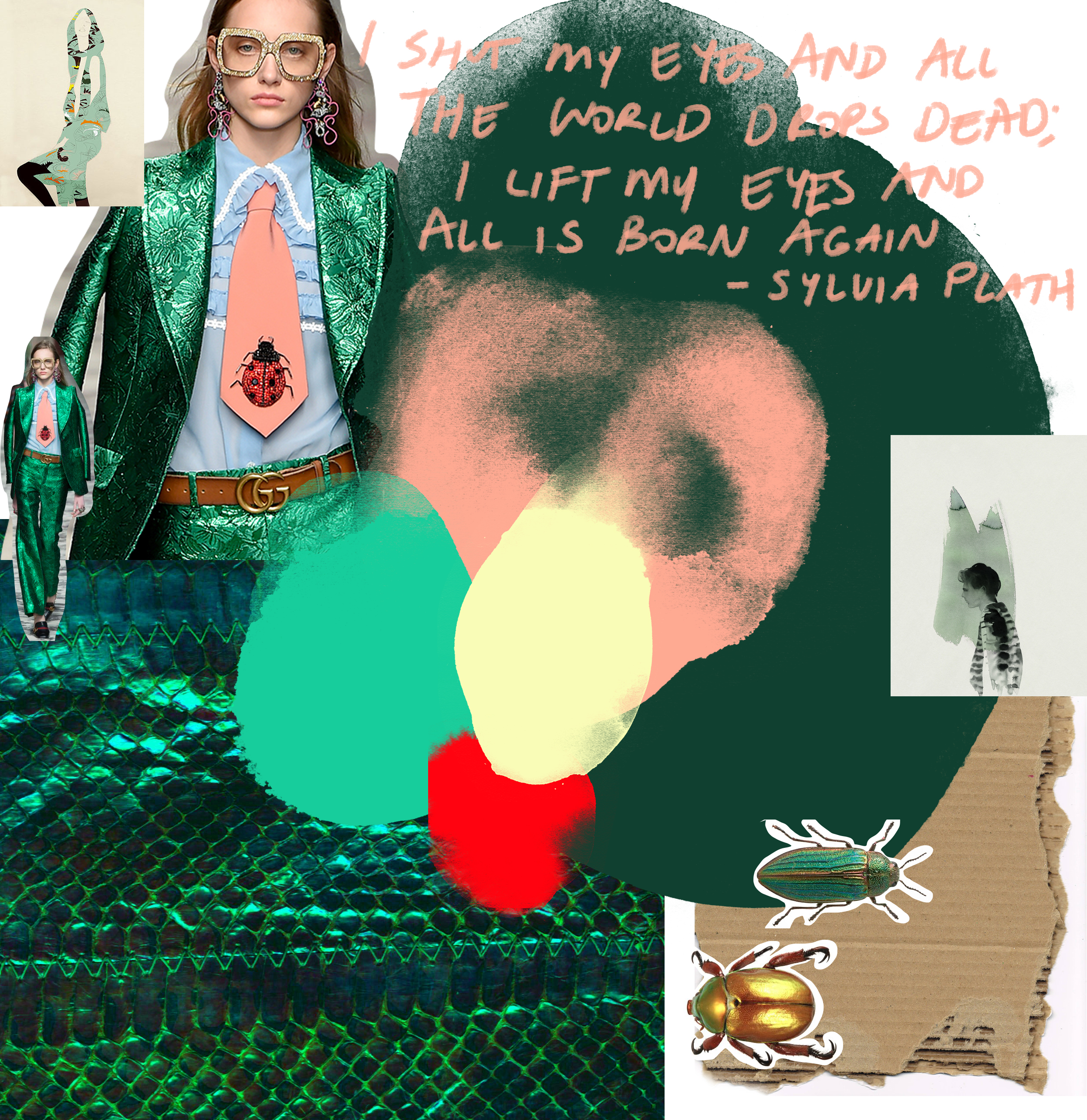 Illustration credits - Cecilia Carlstedt / Fashion credits - Gucci / Words - Sylvia Plath