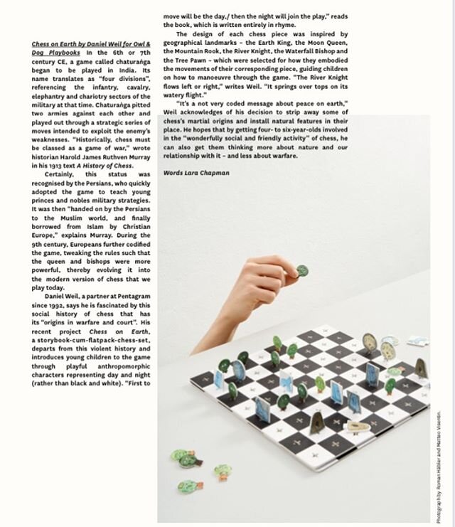 Wonderful article by Lara Chapman @disegnodaily for Daniel&rsquo;s Chess On Earth! - &ldquo;Daniel Weil, a partner at Pentagram @pentagramdesign since 1992, says he is fascinated by this social history of chess that has its &ldquo;origins in warfare 