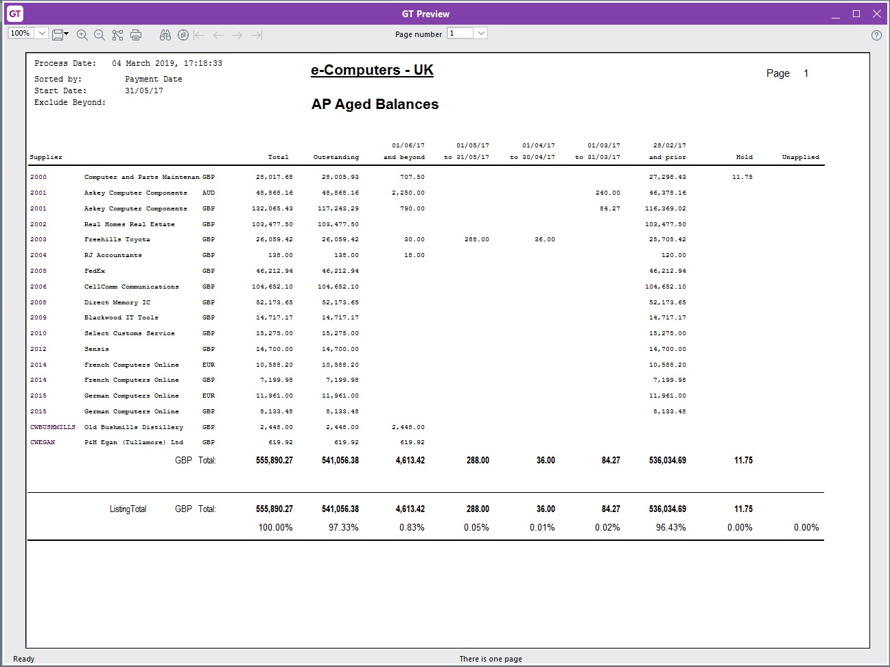 Report Preview window…