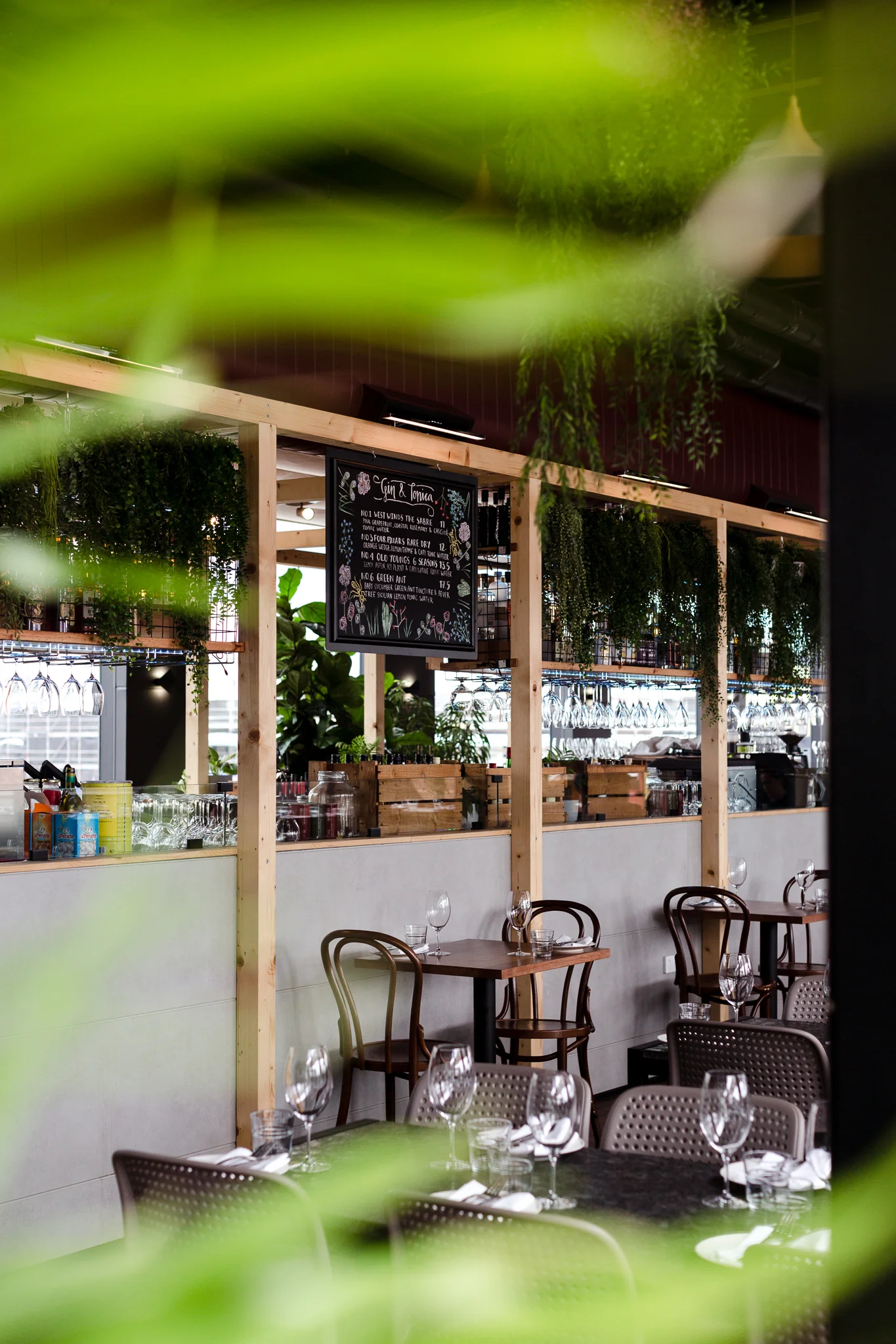 Jasmine Ann Gardiner - Perth Interiors Photographer Ficus Restaurant Yagan Square Dining Plants Thonet Chair
