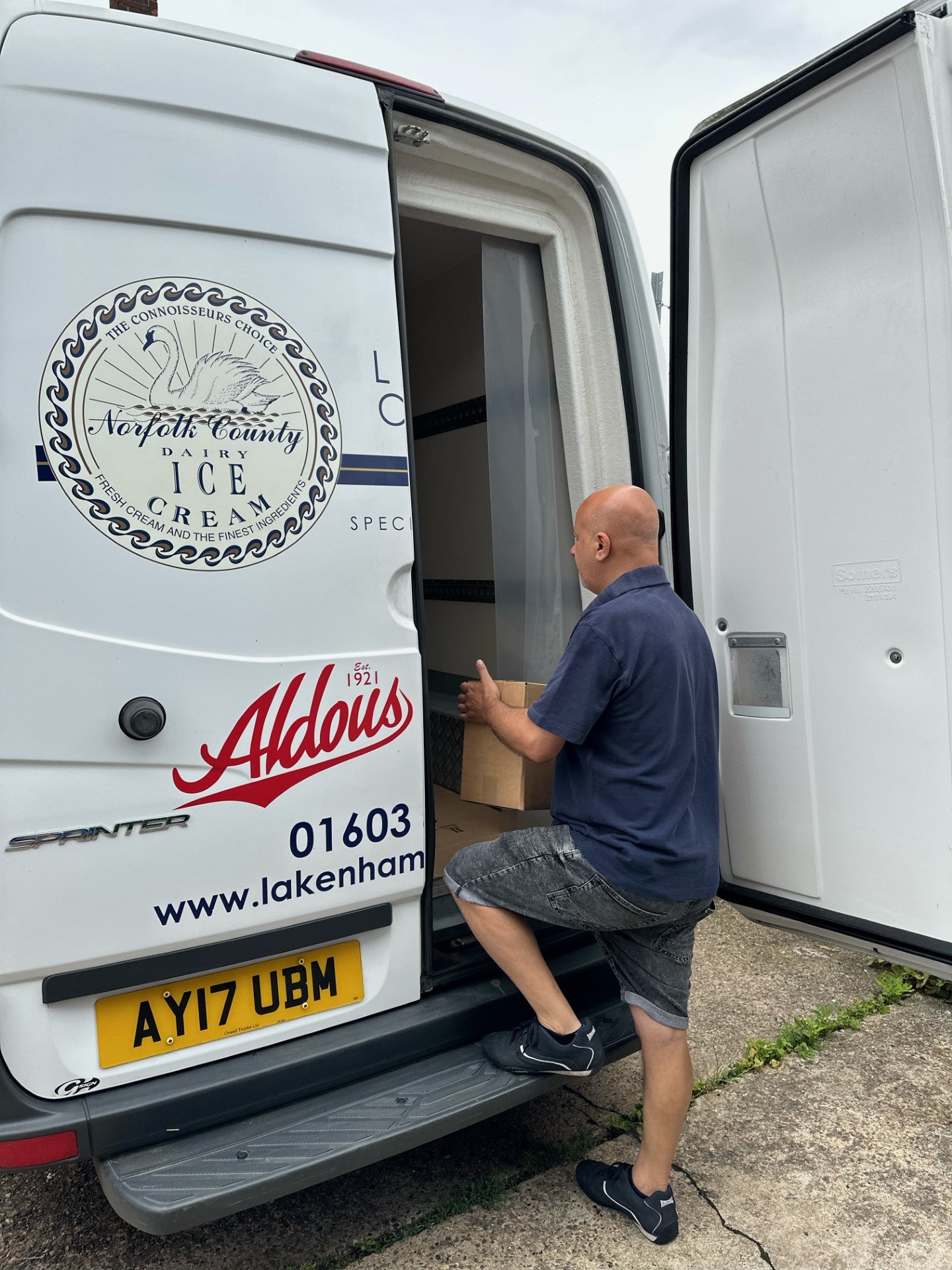 Patrick loading the van with orders