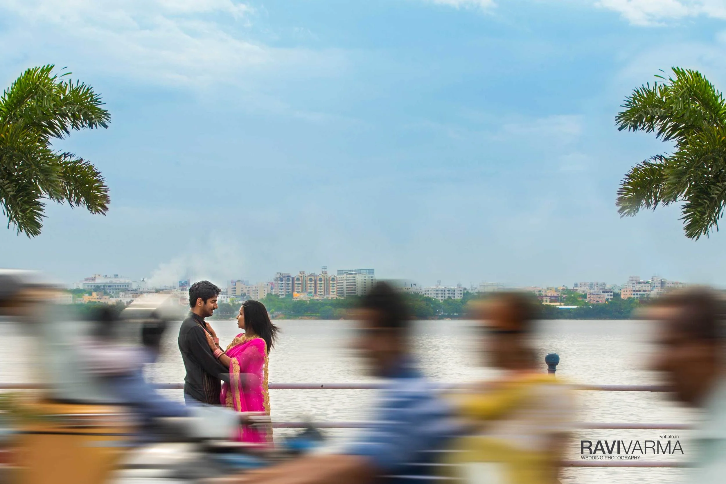 Couple portrait at Hussain Sagar, Hyderabad