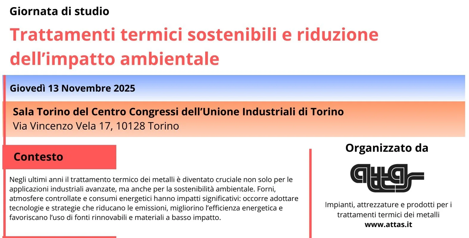 Giornata di Studio: “Trattamenti termici sostenibili e riduzione dell’impatto ambientale”