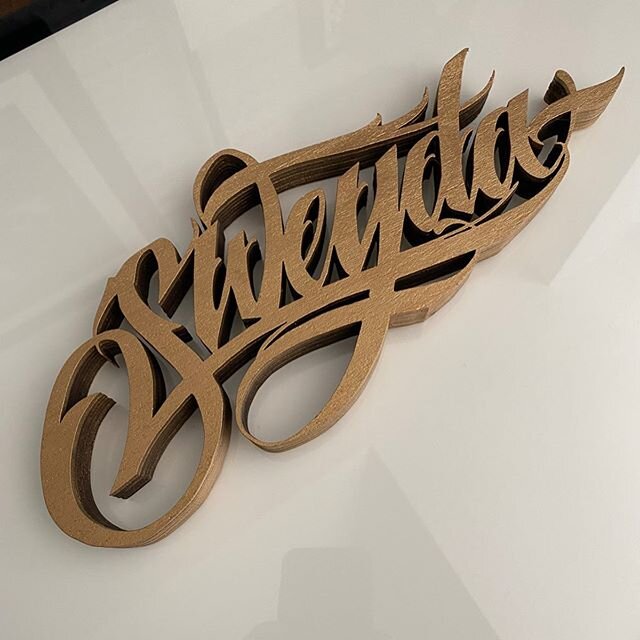 Awesome lettering laser engraved in wood from @mevok1 THANK YOU! Will find a place in the studio for it!