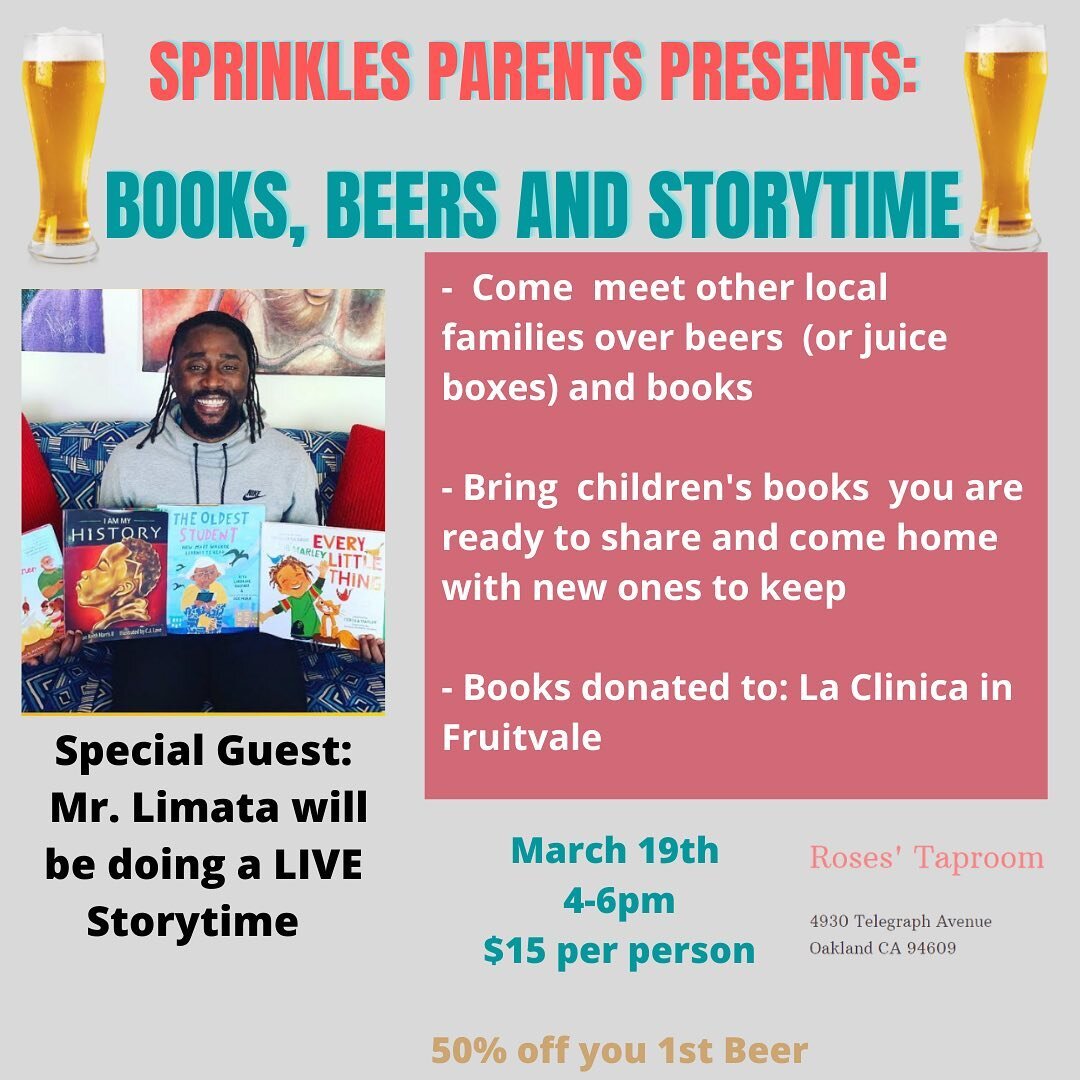 Parents with youngins, this one&rsquo;s for you! We are so excited to be patterning with @sprinklesparents to host @storytimewithmrlimata on Saturday March 19th from 4-6pm! There will also be a book swap (please bring the books your kiddos have read 