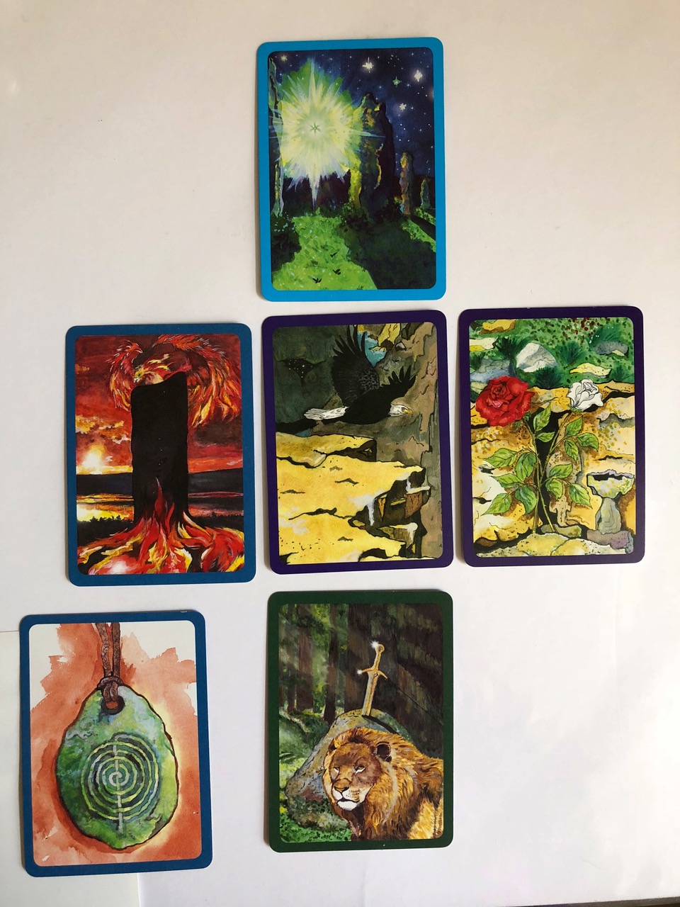 Changing Habits: Center: Me fly into new ways of going. Left: Burning the old ways. Top: Spirit inspiration. Right: Partnership with the Sidhe. Bottom: Claiming my sovereignty. Left corner: What I become - wearing my connection on my heart, out into the world.