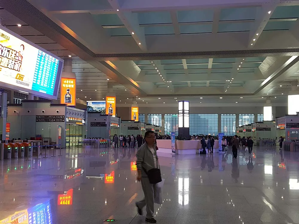 Inside the high speed railway station in Hefei, Anhui Province, China.