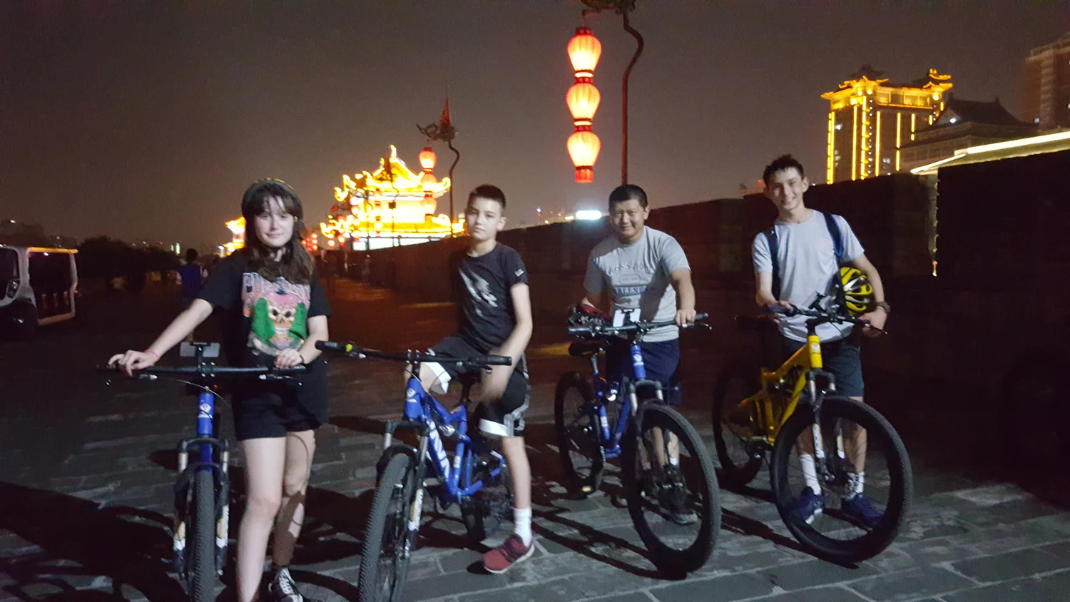 Night bike ride on the wall.