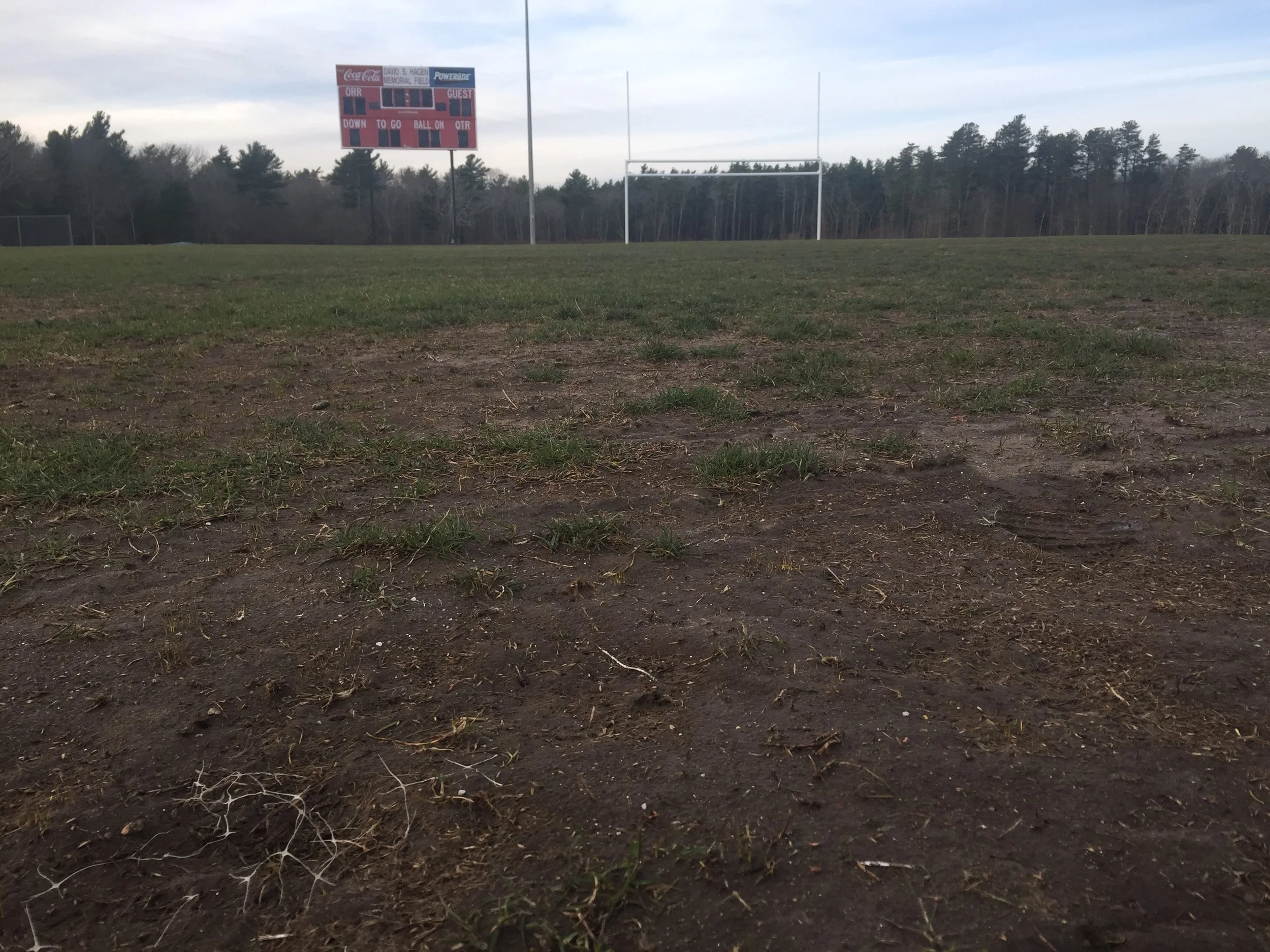 Conditions at the main playing field at old rochester high school