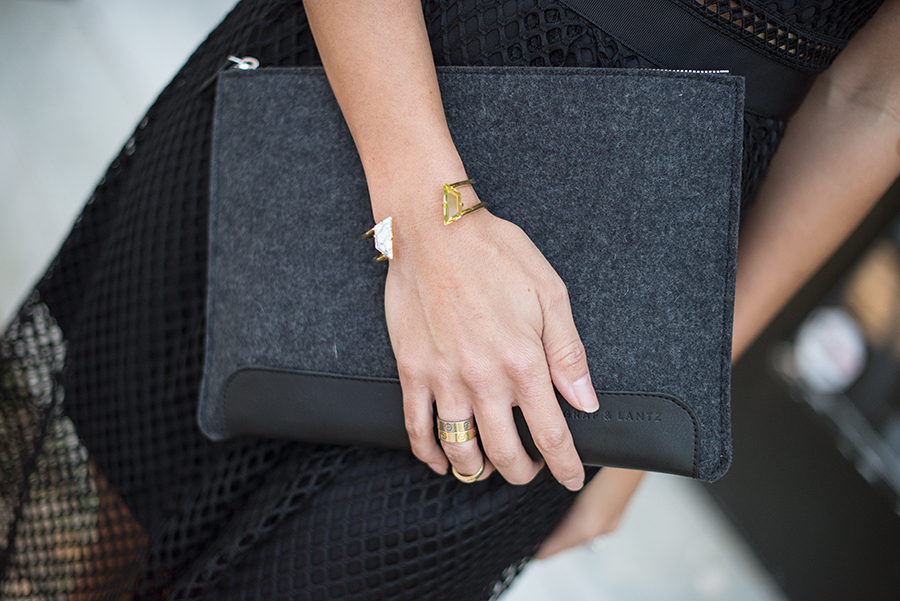Love this bracelet from Charmed circle, paired with gray Graf and Lantz Clutch!