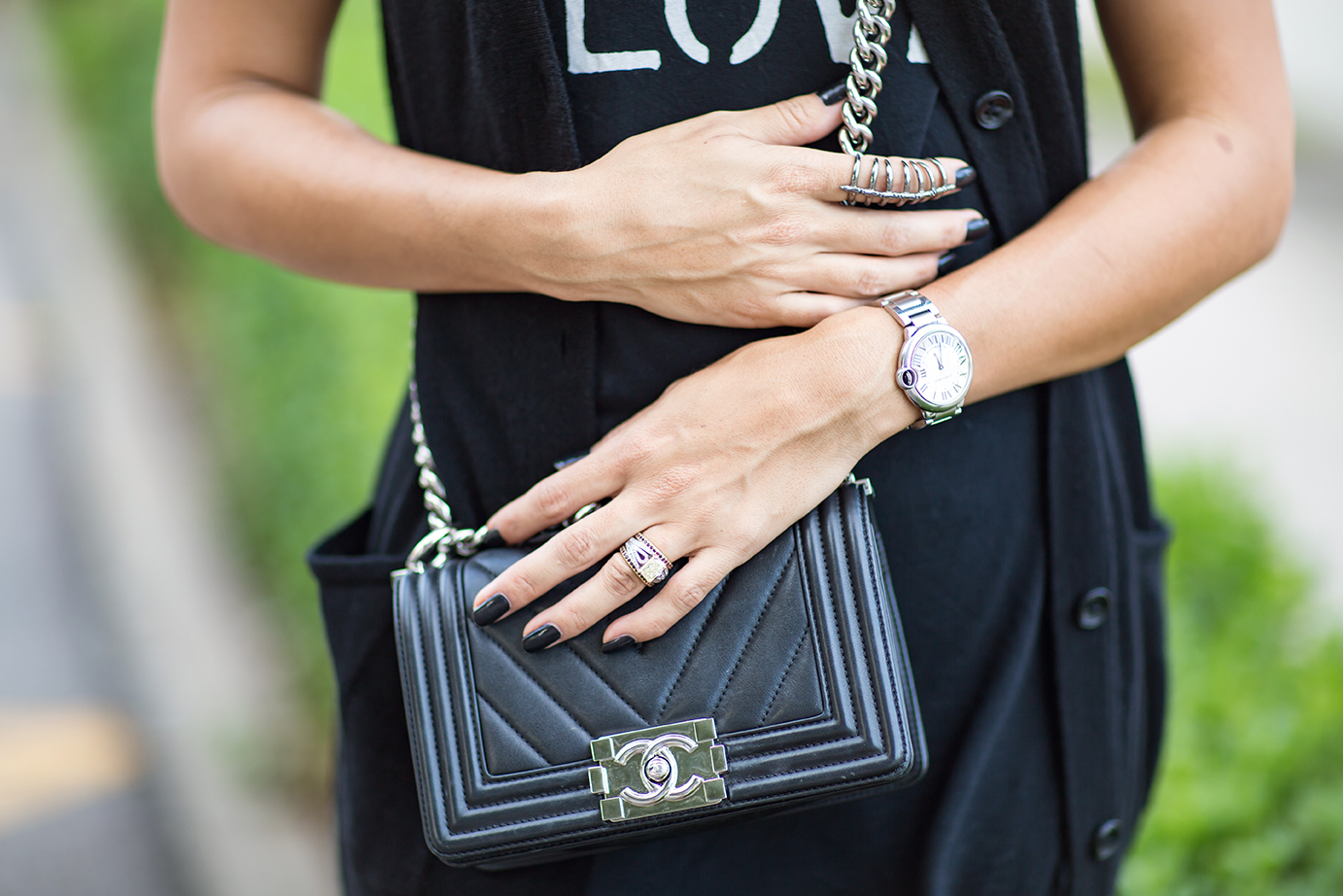 This edgy ring from Stephen Webster gives the whole look a bit of rocker edge!