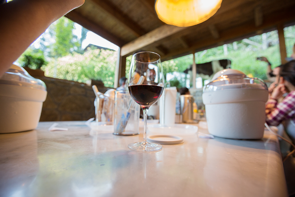 wine glass and ice cream maker