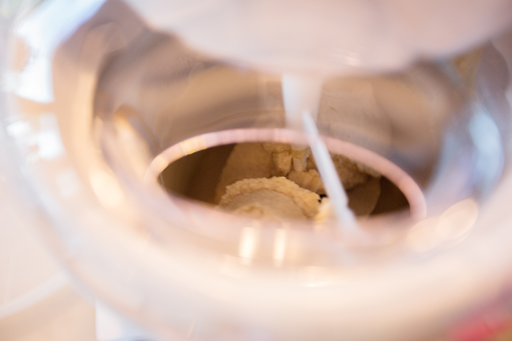 gelato forming in ice cream maker