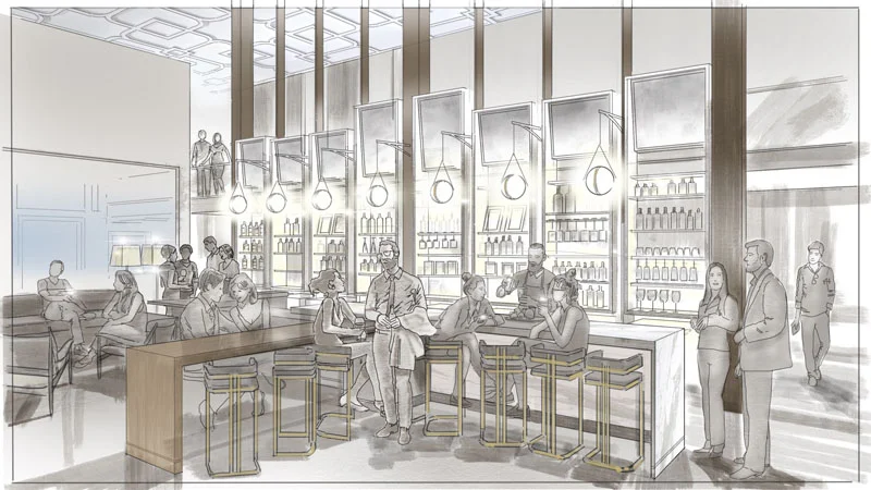 Using the iPad Pro, Apple pencil and Procreate drawing app, the author draws over an imported Rhino model to quickly suggest the mood and drama of a proposed hotel lounge. To see video demonstrations of the Procreate drawing app, please visit our Youtube channel here