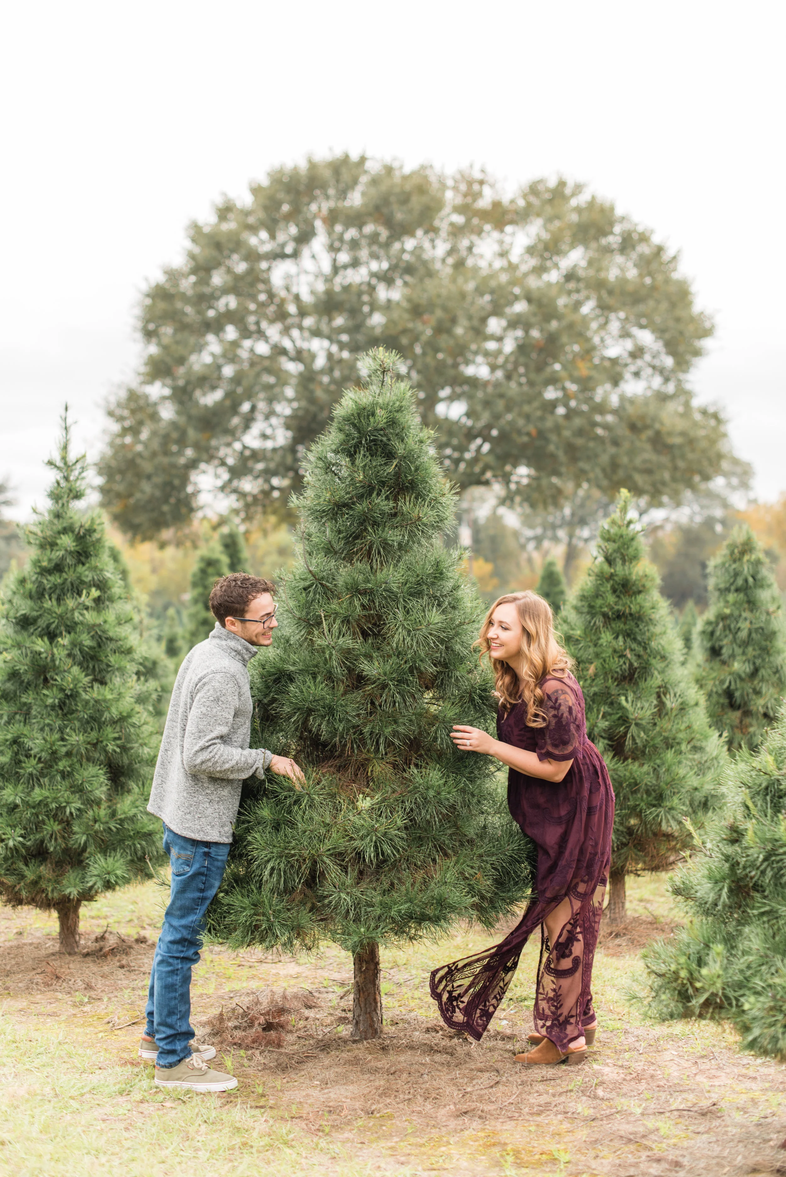 Rachel &amp; Caleb Engagement Session | Old Time Christmas Tree Farm Spring, TX 