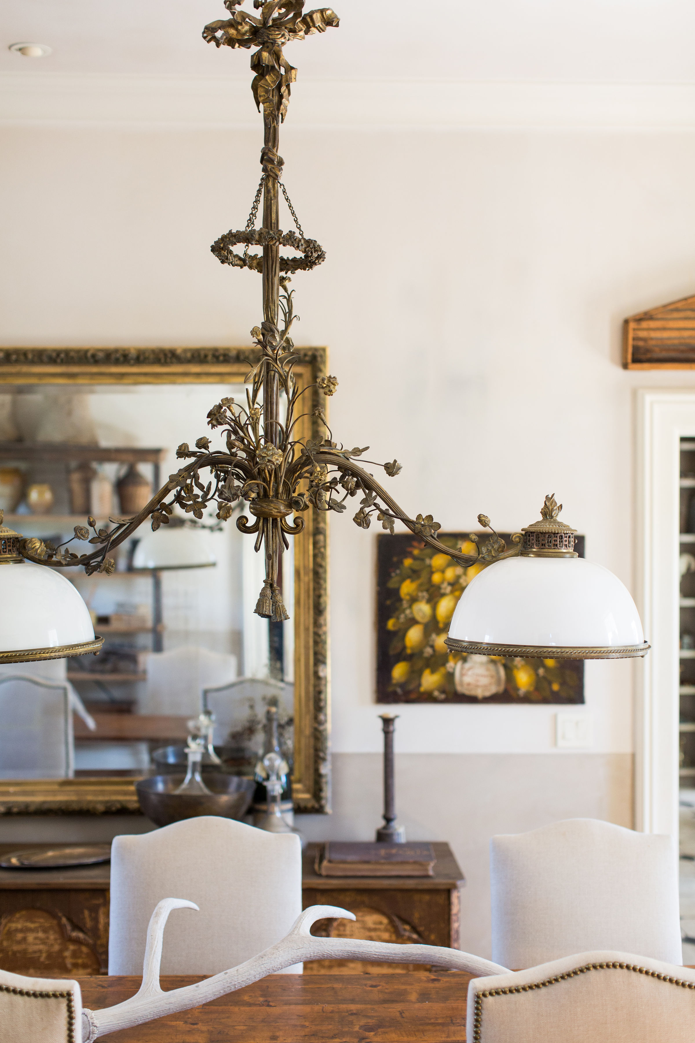 French vintage chandelier and objet d'art