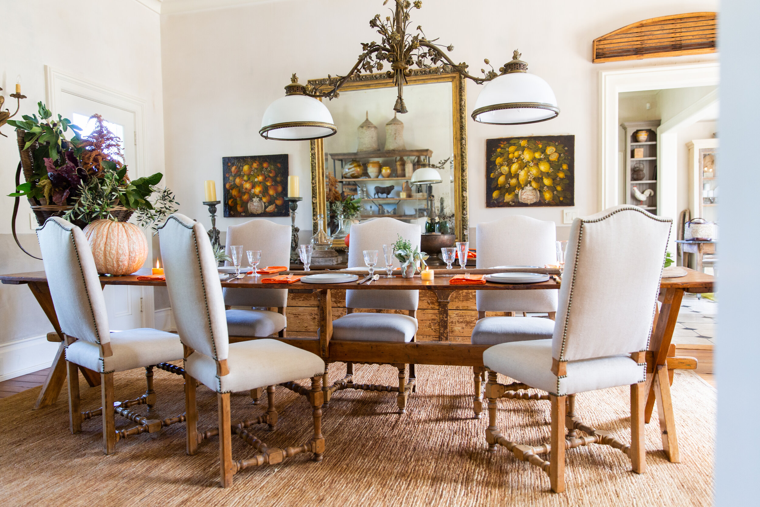 Fall Tabletop, Harvest Tabletop, Decorating with Pumpkins, Decorating with French Antiques | Chateau Sonoma