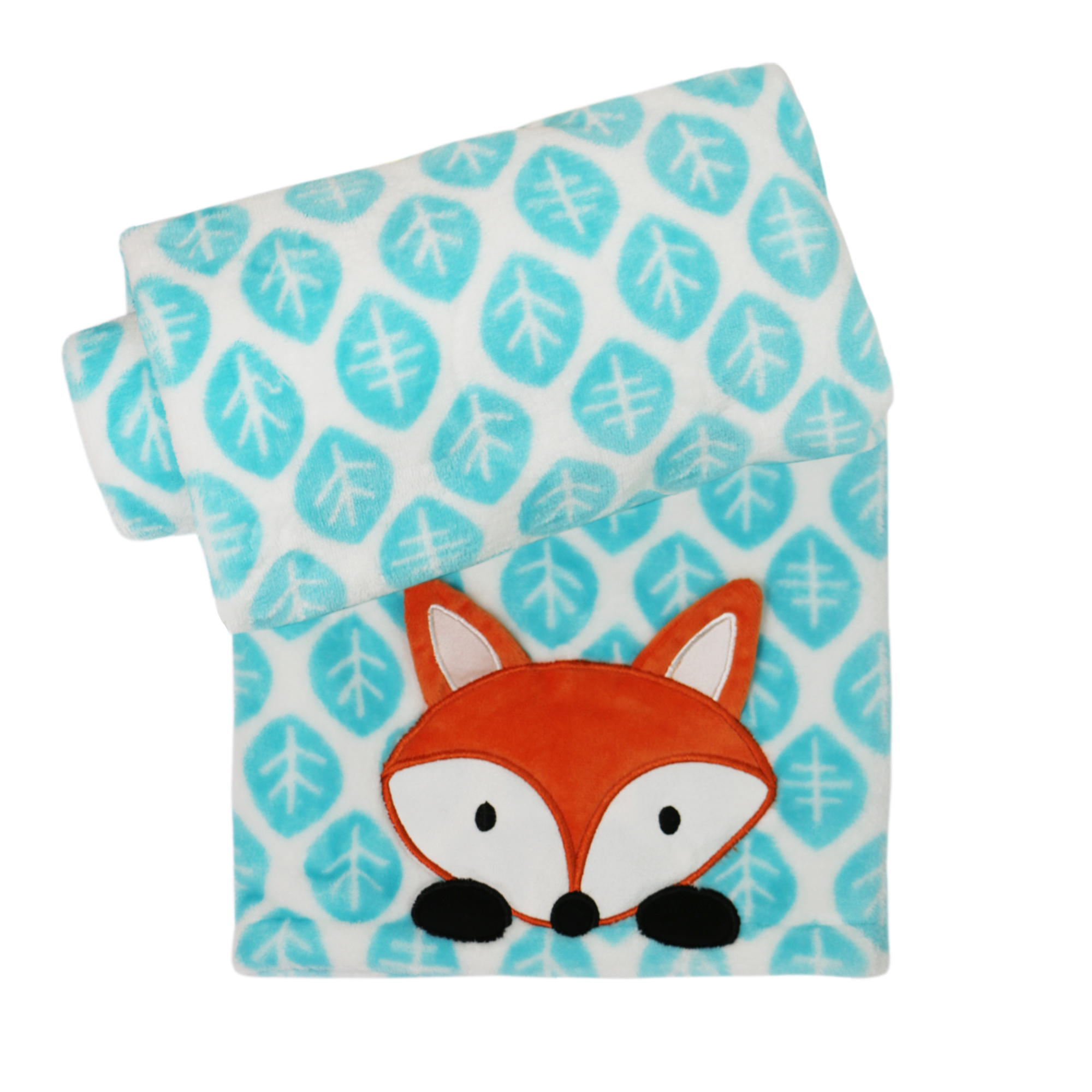 Belle Printed Aqua Boa Blanket with Fox Applique.jpg