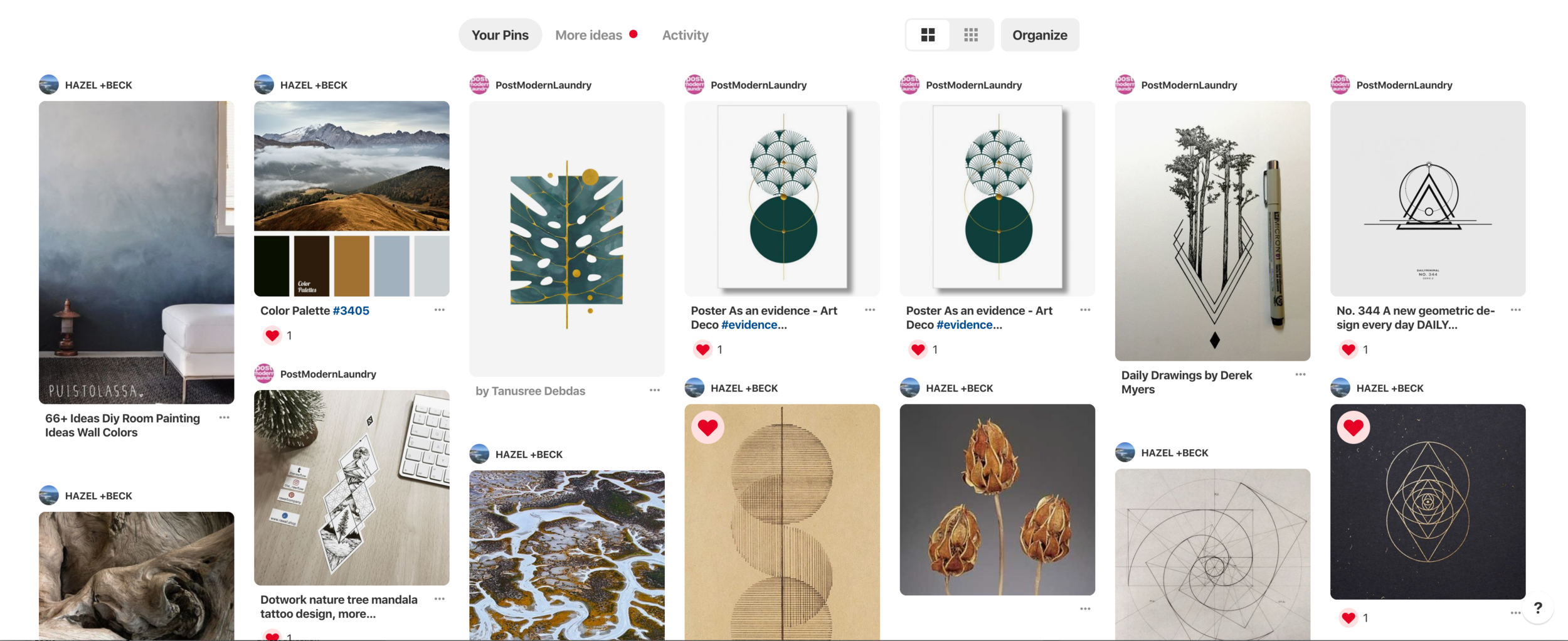 Screenshot of our collaborative Pinterest board for inspiration and development of common design language.